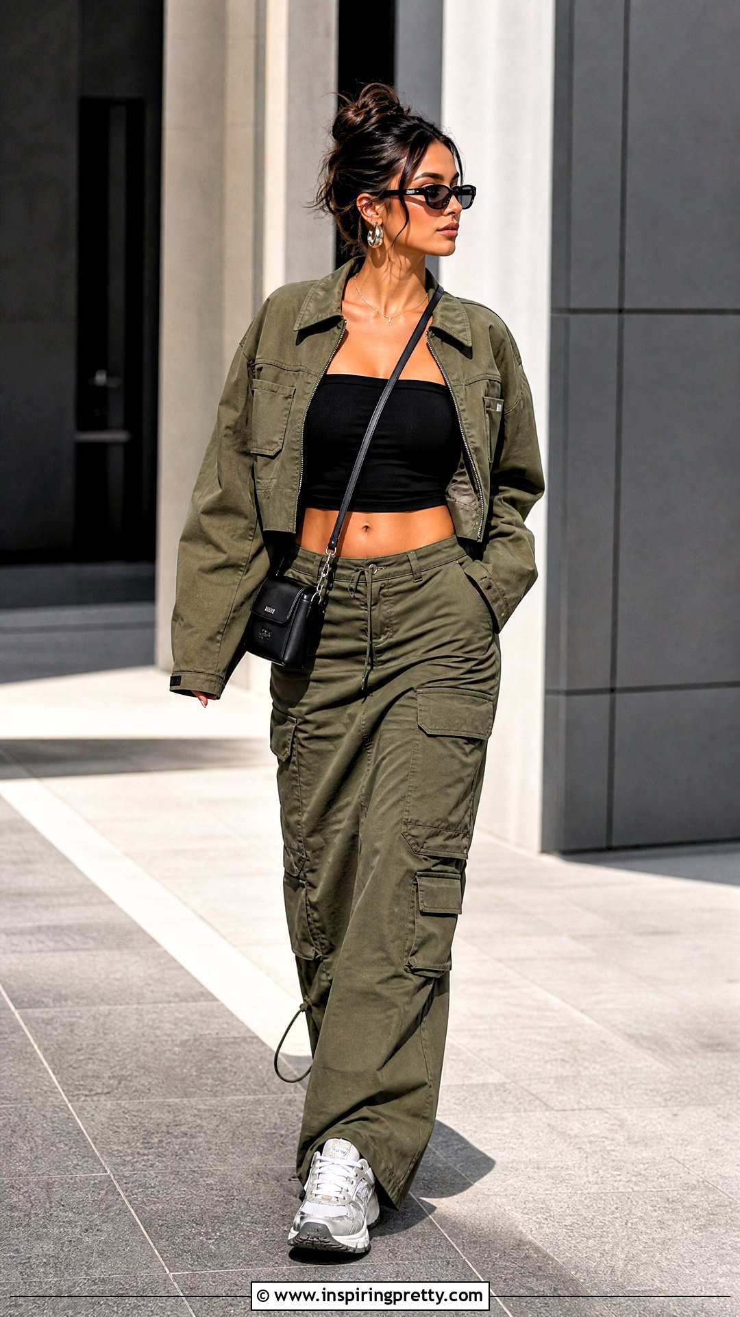 Bandeau Top With Cargo Skirt - 50 bandeau top outfits