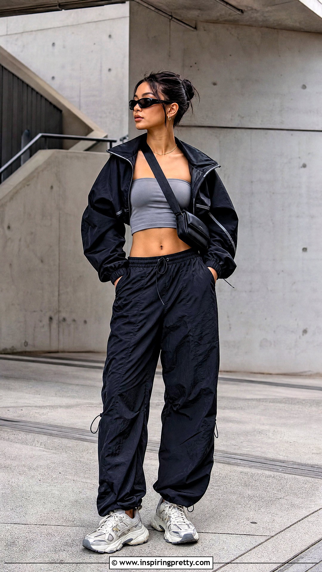 Bandeau Top With Parachute Pants - 50 bandeau top outfits