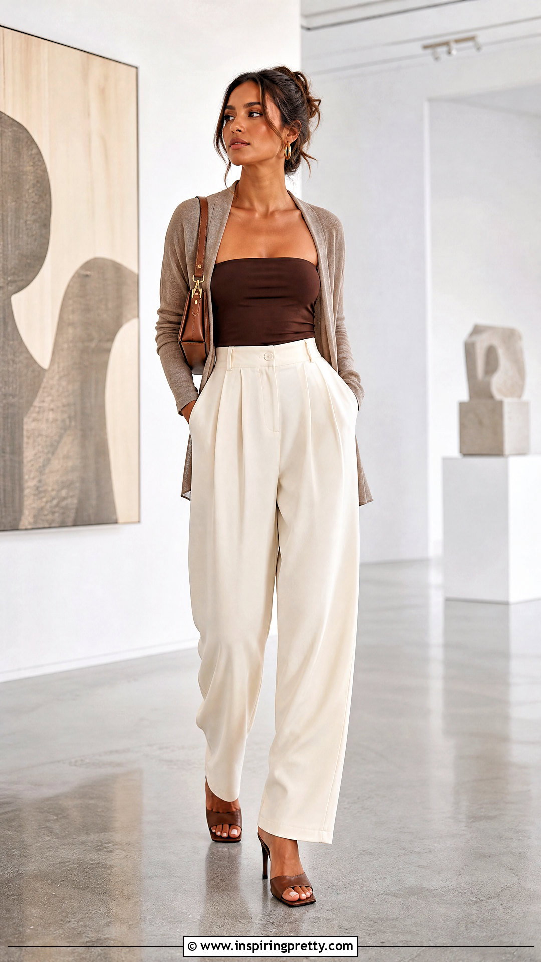 Bandeau Top With Pleated Trousers - 50 bandeau top outfits
