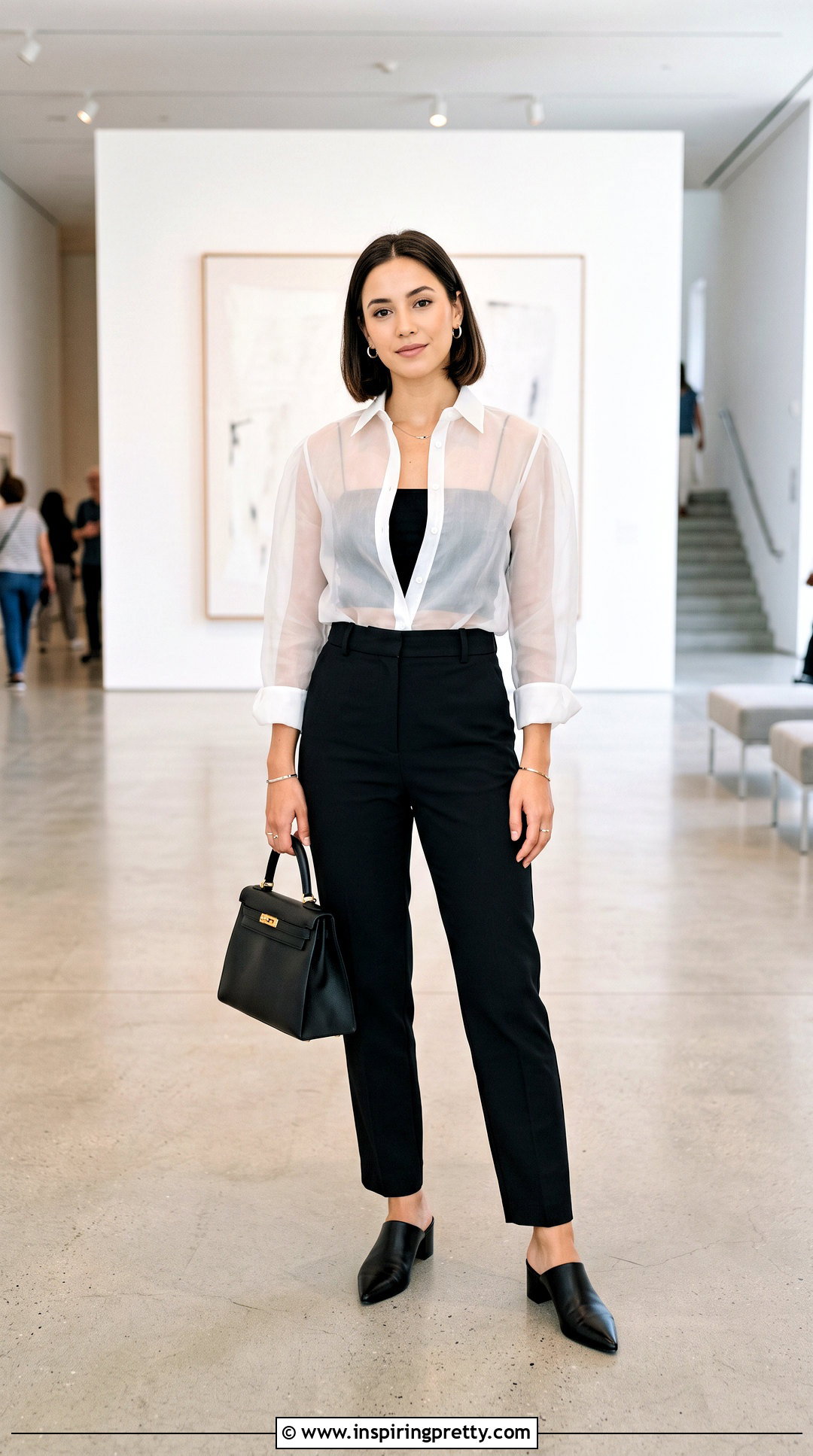 Bandeau Top With Sheer Shirt And Trousers - 50 bandeau top outfits