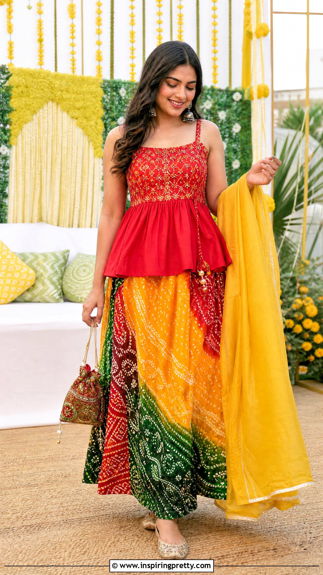 Bandhani Ethnic Skirt And Peplum Top Outfit - 50 ethnic skirt and top outfit ideas