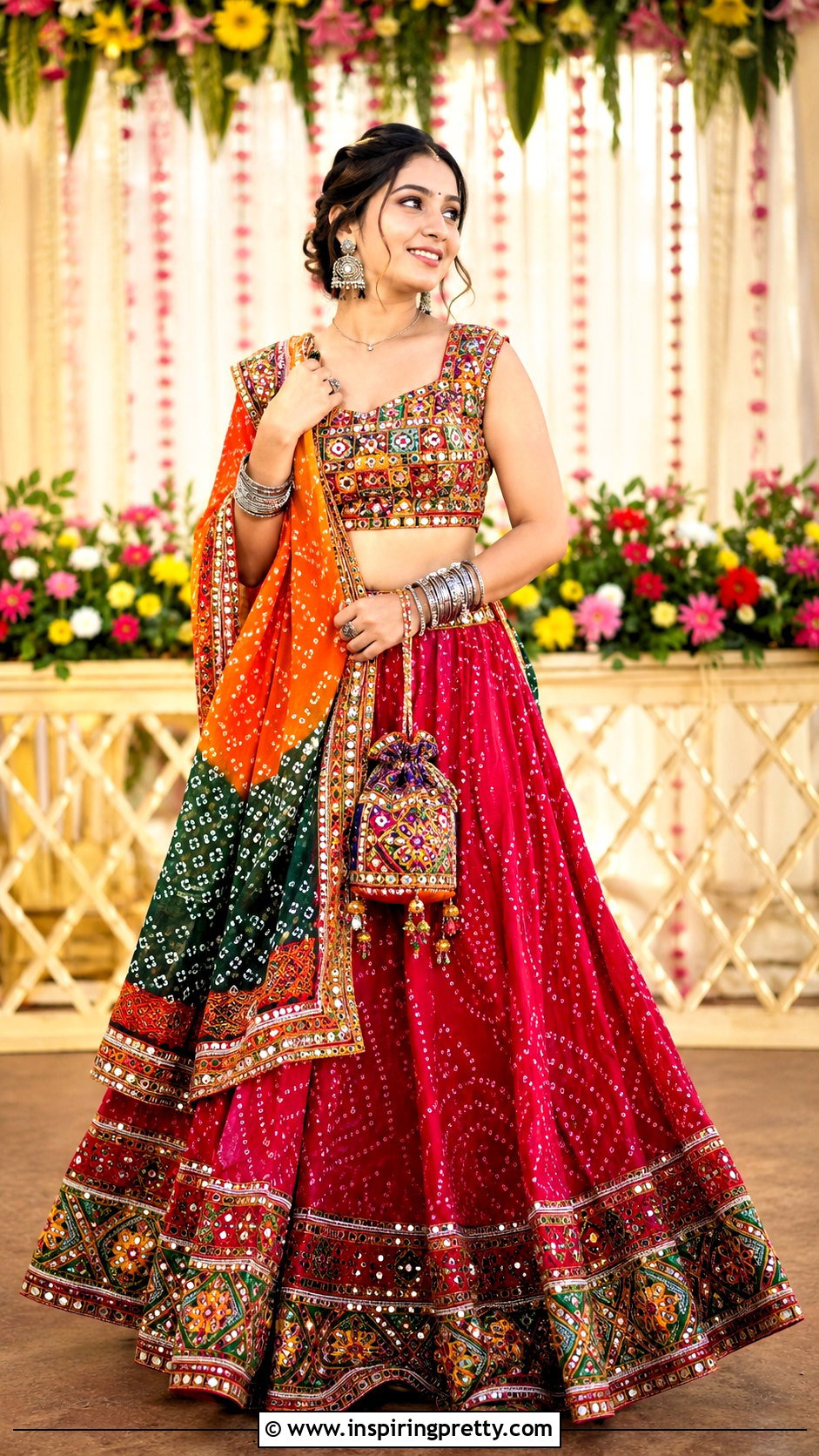 Bandhani Skirt And Crop Top For Gujarati Wedding - 50 skirt and crop top indian weddings