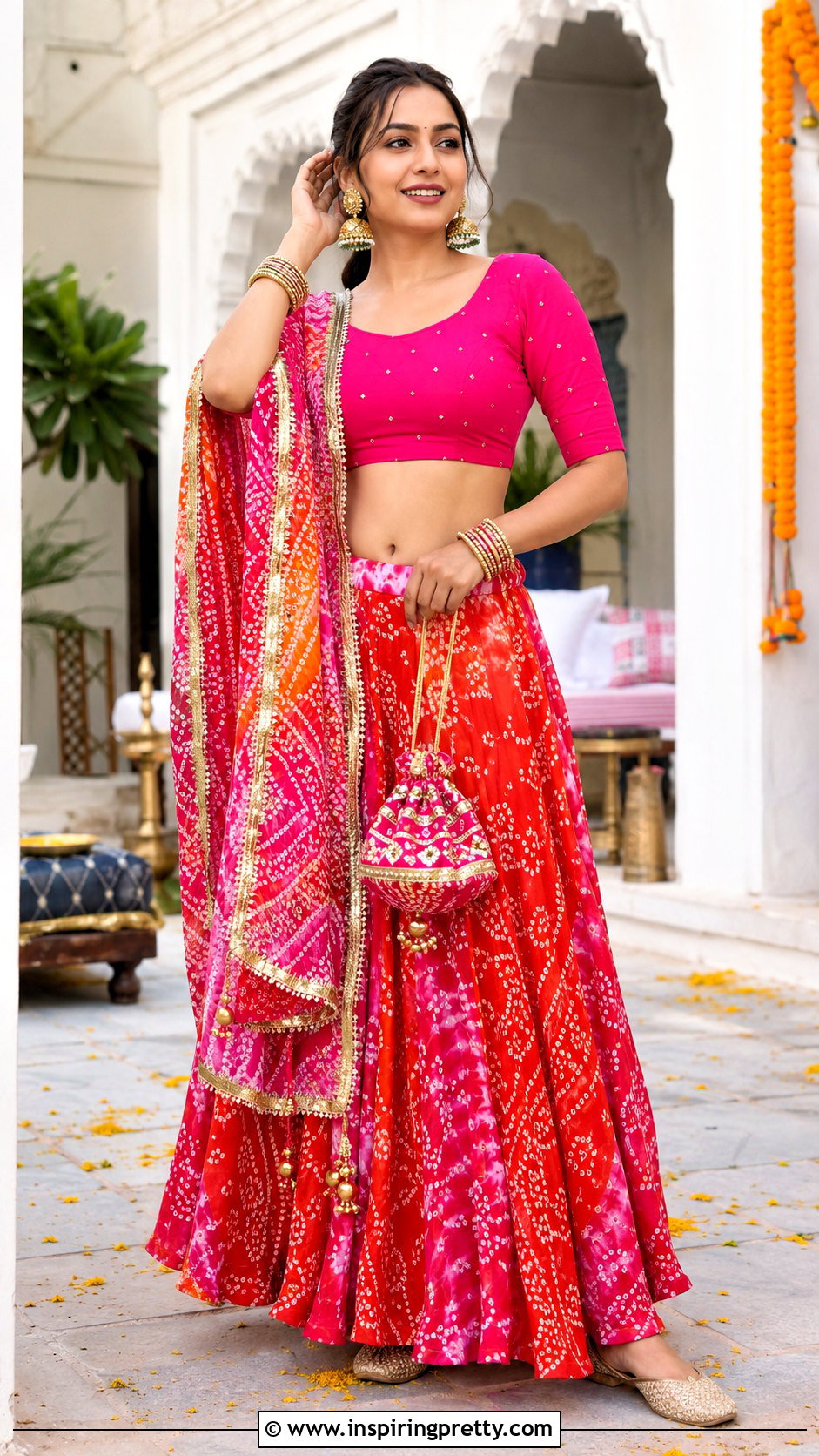 Bandhani Skirt And Crop Top Indian Outfit - 50 skirt and top indian outfits