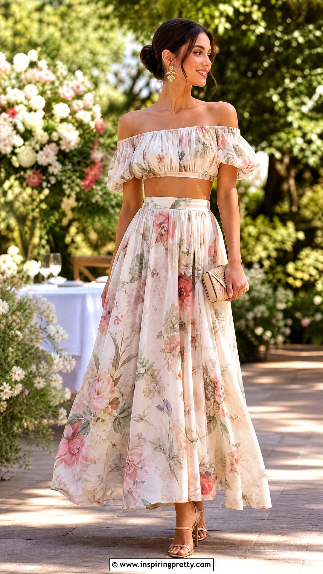 Bardot Top And Maxi Skirt Set - 50 bardot top outfit ideas