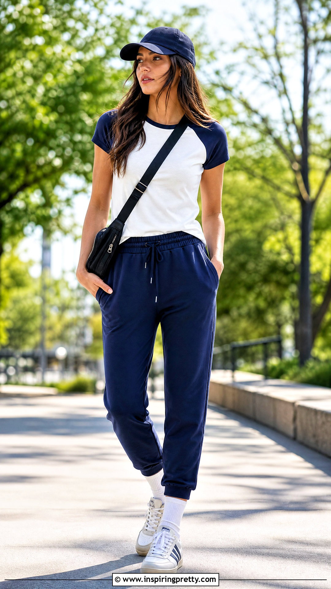 Baseball Short Sleeve Top With Joggers - 50 short sleeve top outfit ideas