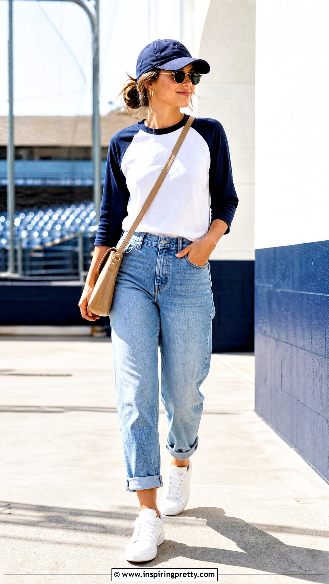 Baseball T Shirt With Relaxed Jeans - 50 top from jeans