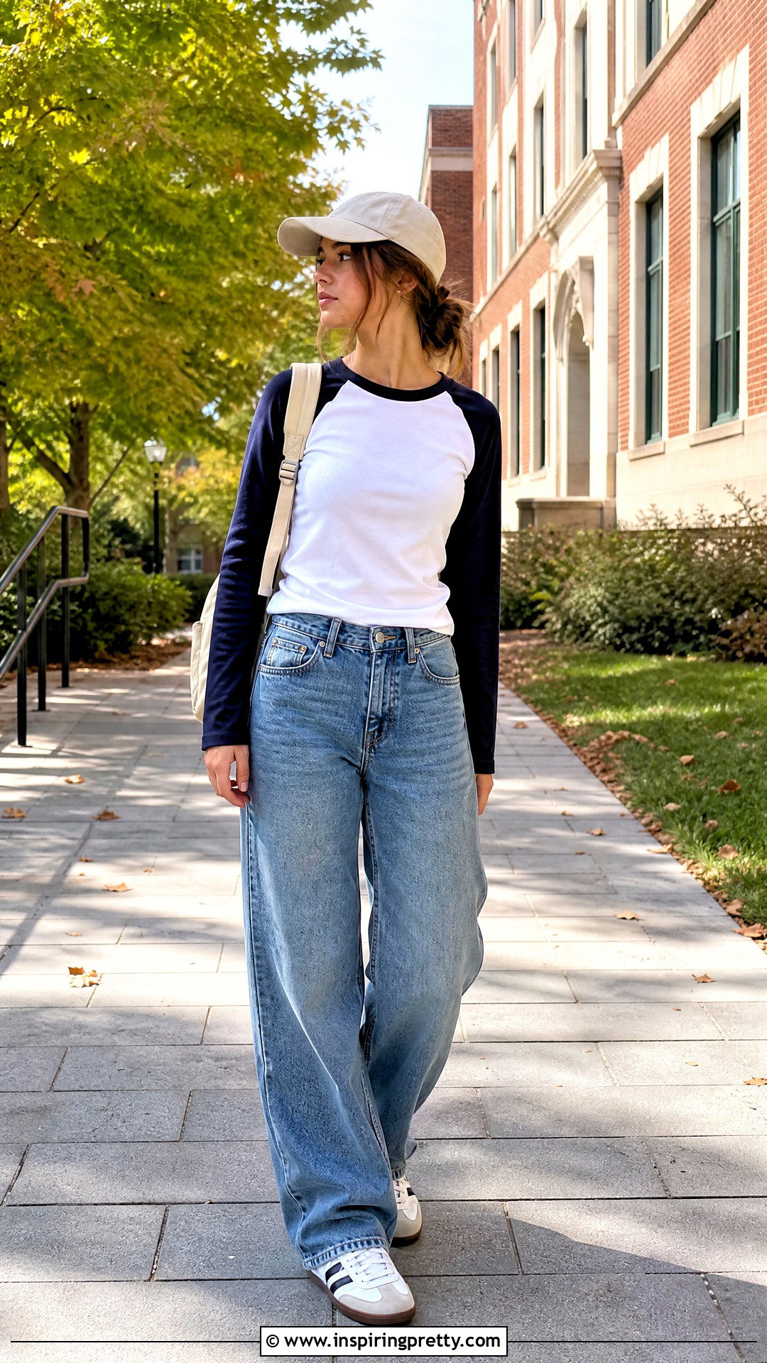 Baseball Tee Top And Baggy Jeans Outfit - 50 cute tops for school ideas