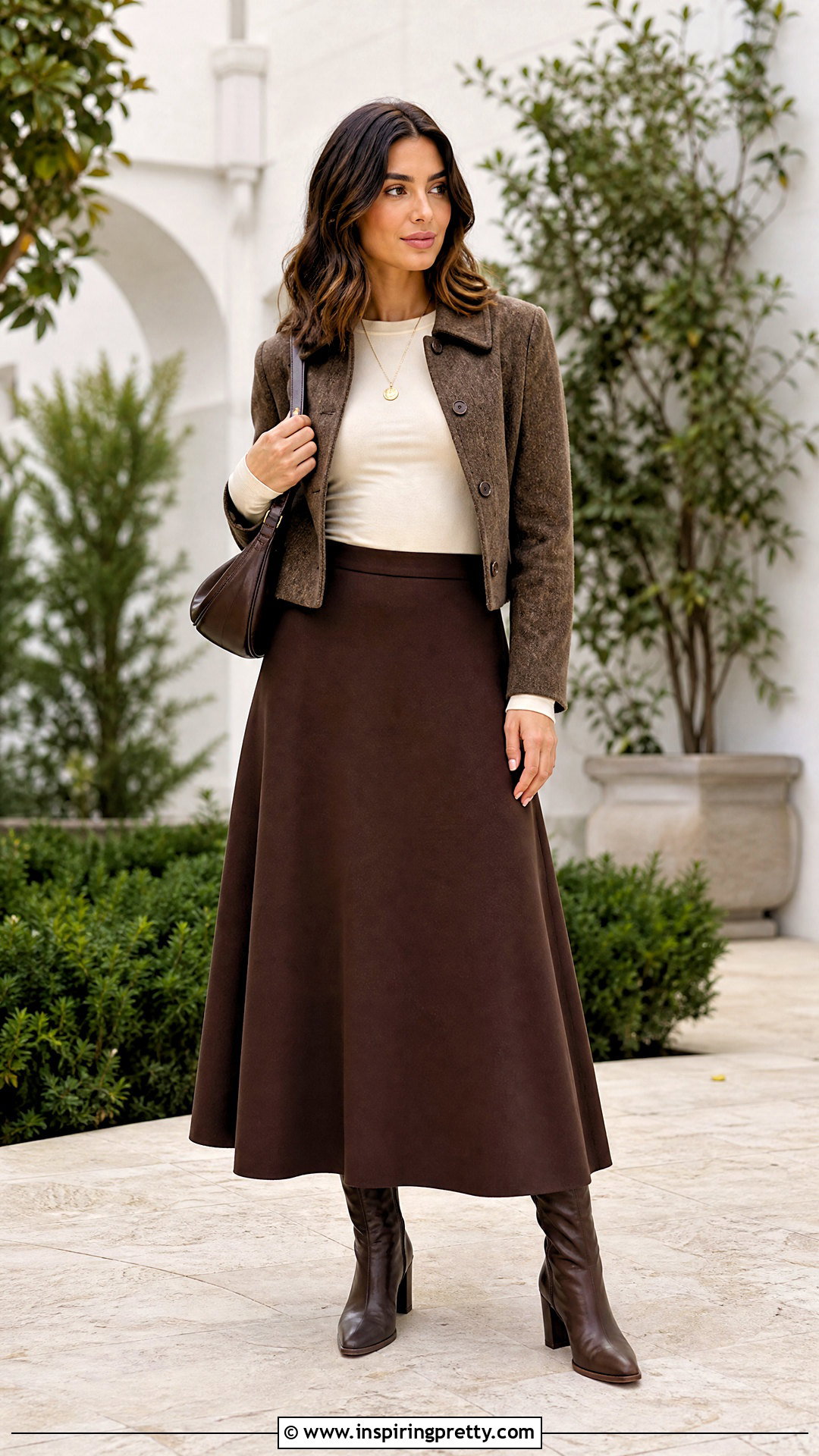Basic Fitted Long Sleeve Top And Maxi Skirt Outfit - 50 basic tops aesthetic ideas