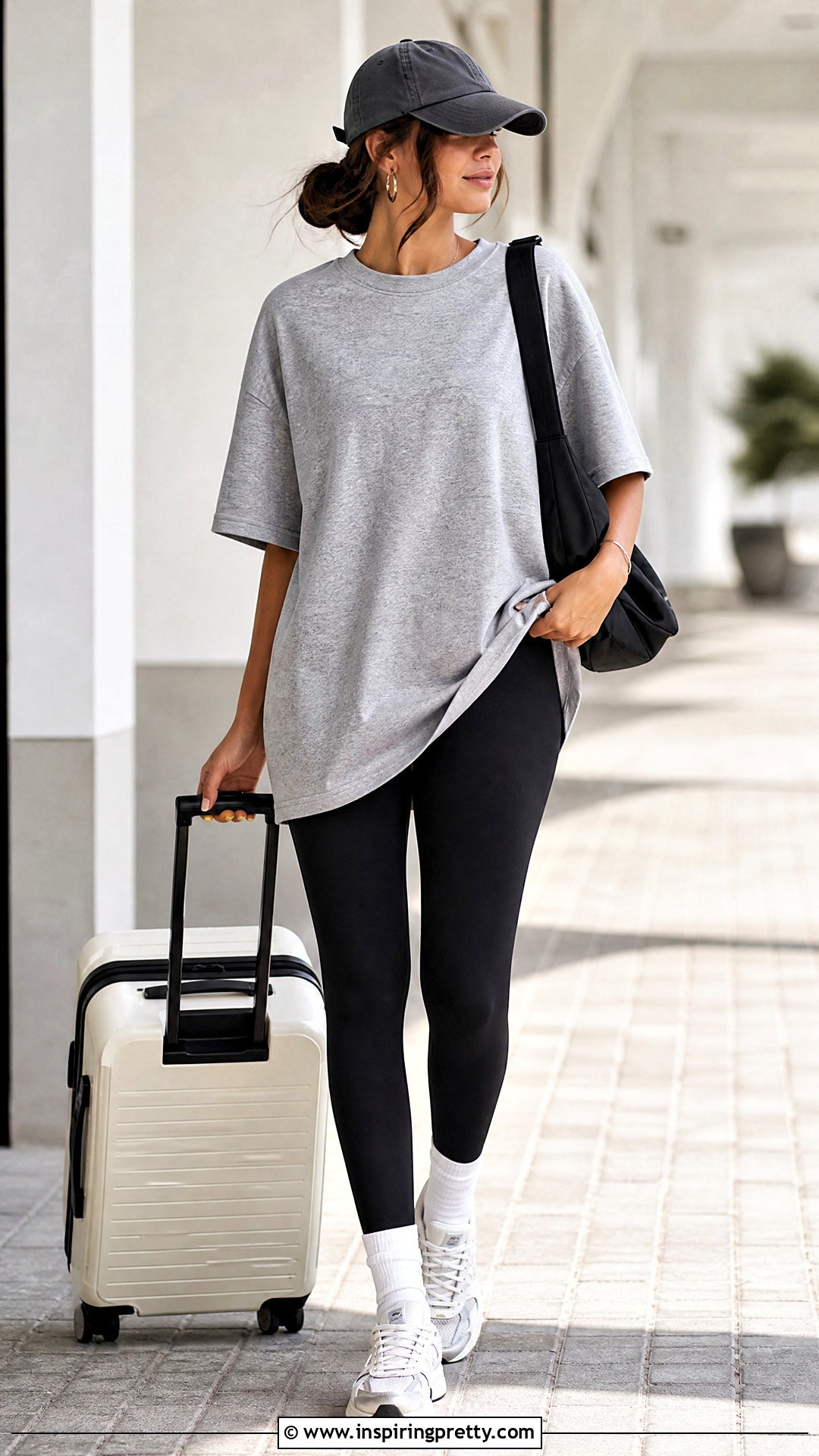 Basic Gray Oversized T Shirt And Leggings Outfit - 50 basic tops aesthetic ideas