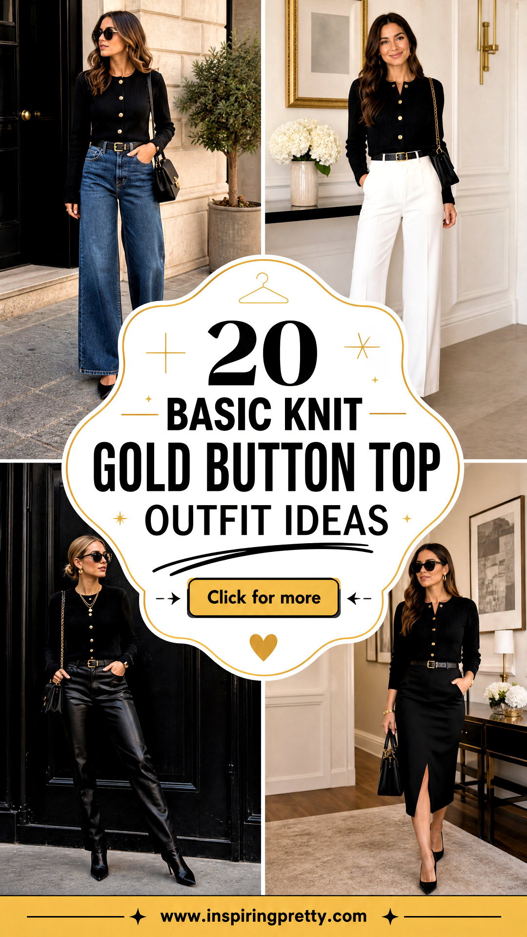 20 Basic Knit Gold Button Top Outfit Ideas for Polished Style - 20 Basic Knit Gold Button Top Outfit Ideas for Polished Style
