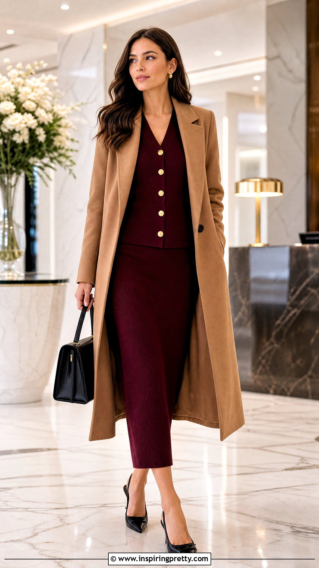 Basic Knit Gold Button Top With Matching Knit Skirt - 20 Basic Knit Gold Button Top outfit ideas