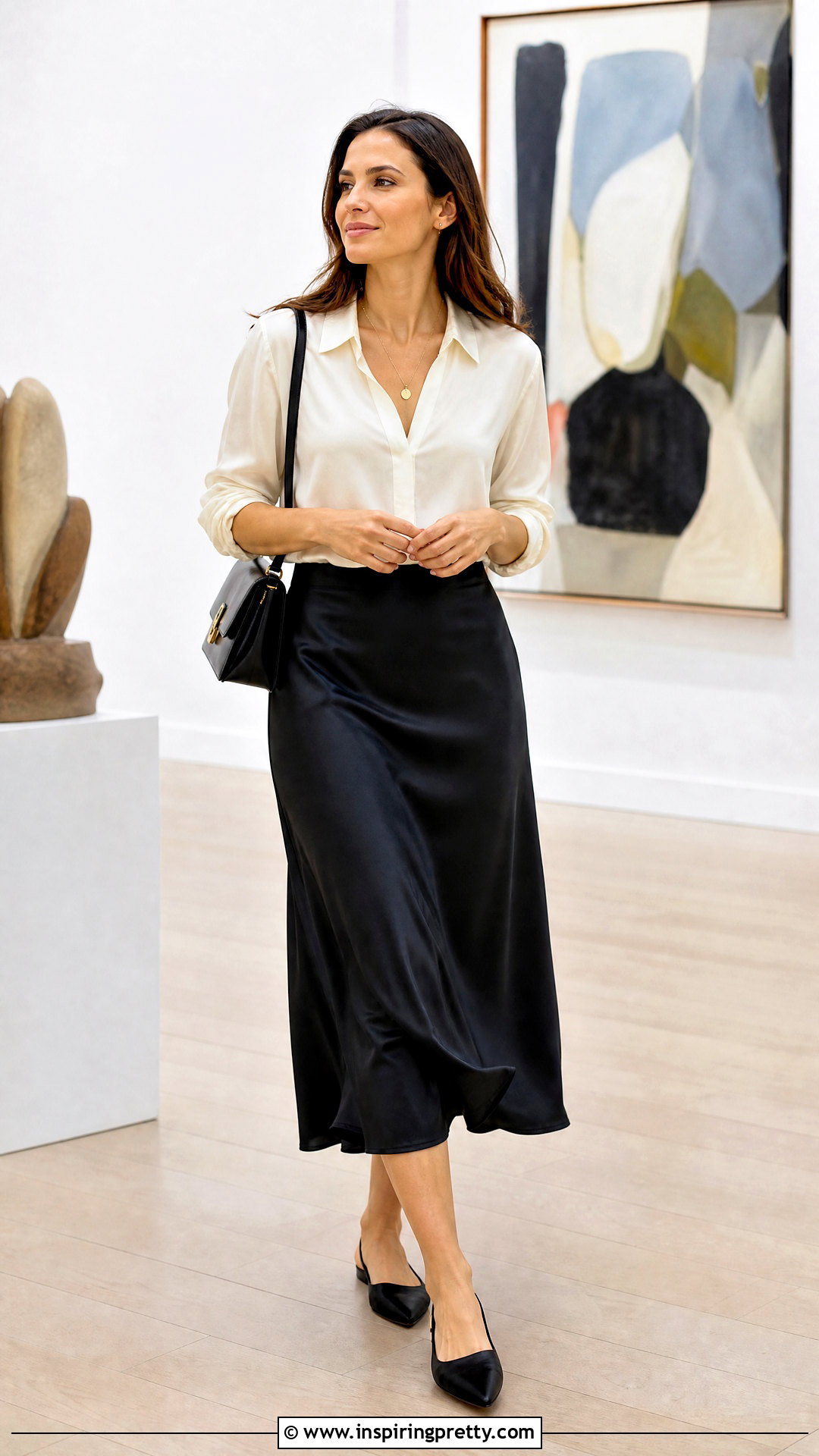Basic Plain Blouse And Slip Skirt Outfit - 50 basic tops aesthetic ideas