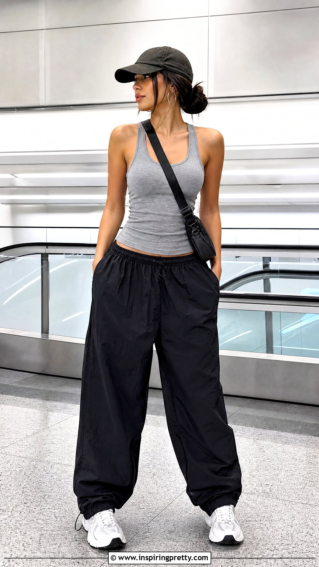 Basic Racerback Tank And Parachute Pants Outfit - 50 basic tops aesthetic ideas