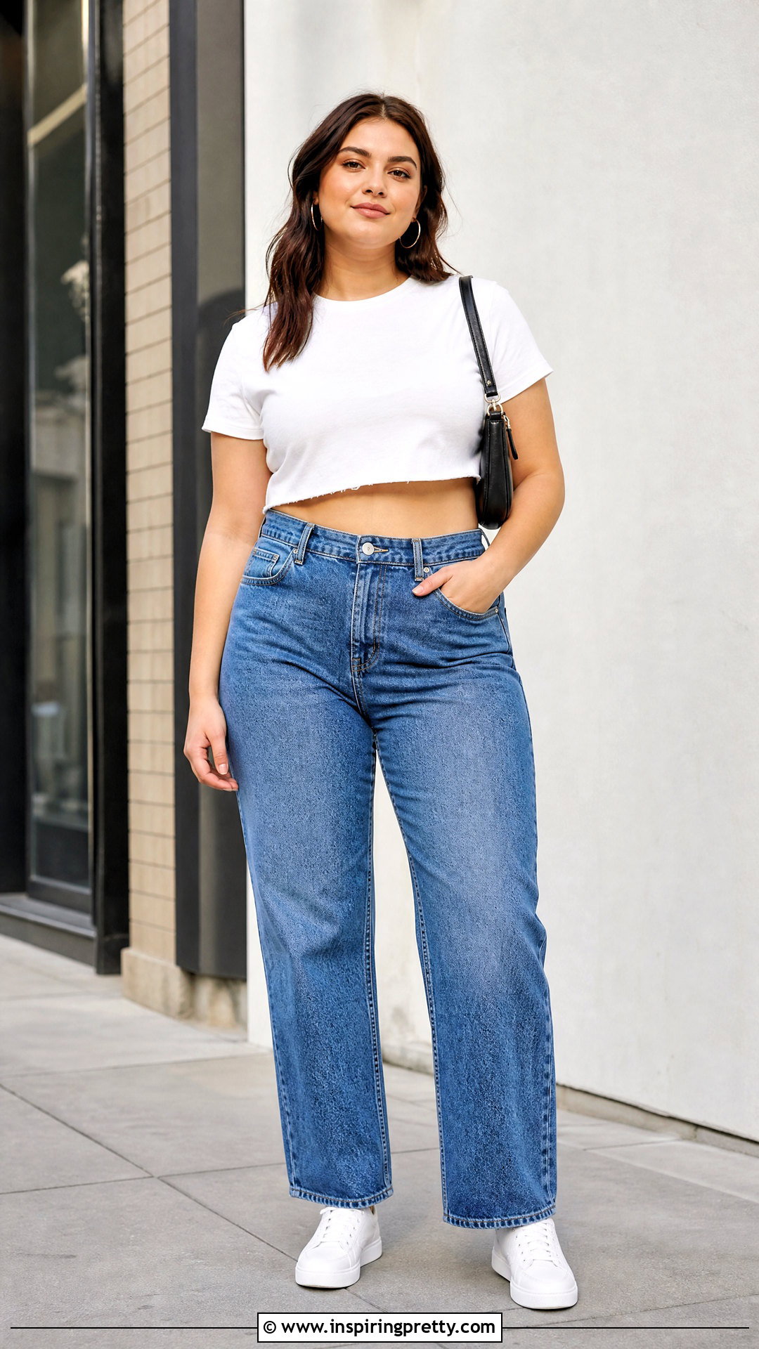 Basic T Shirt Crop Top With High Waisted Jeans - 20 diy crop tops from t shirts