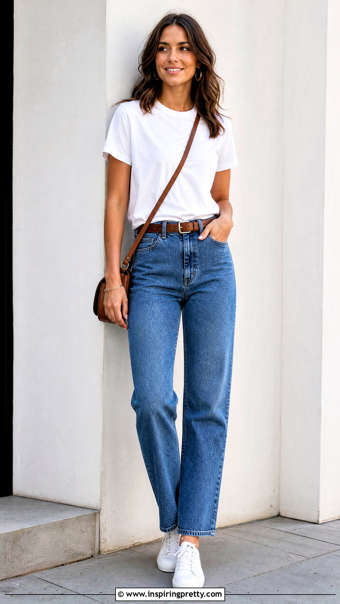 Basic T Shirt With Straight Leg Jeans - 25 Types Of Shirt Tops outfit ideas
