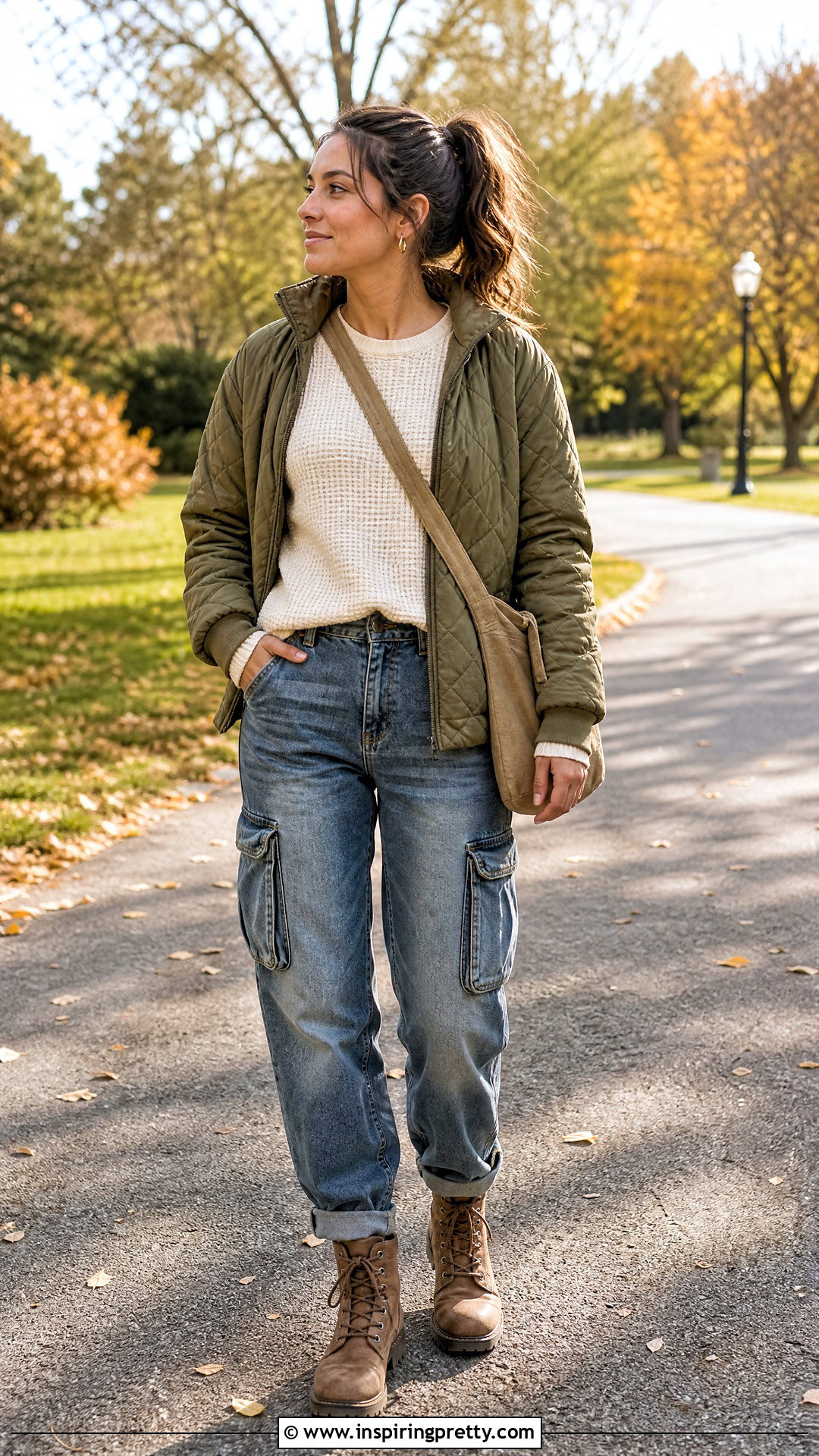 Basic Thermal Top And Cargo Jeans Outfit - 50 basic tops aesthetic ideas