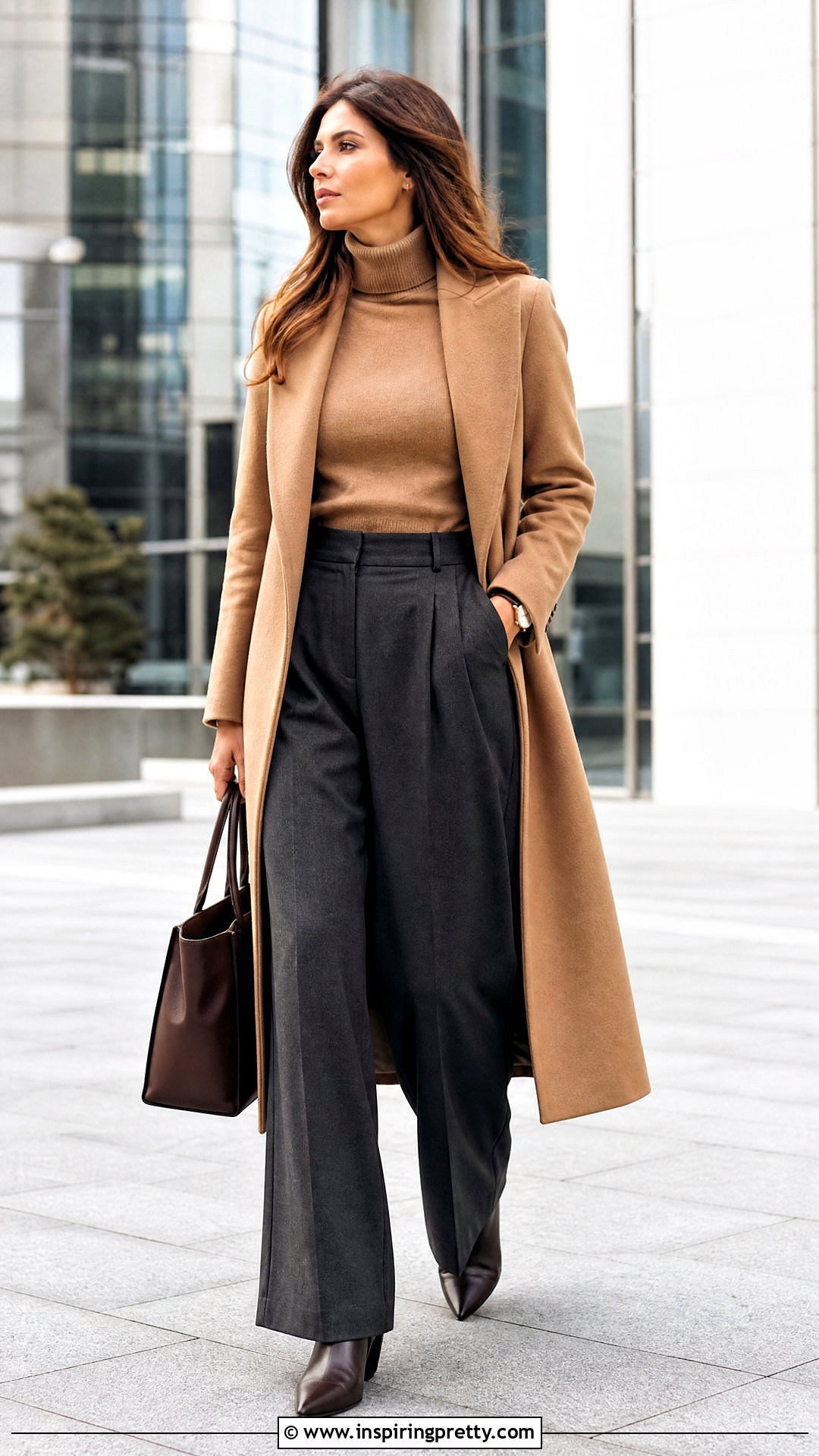 Basic Turtleneck And Pleated Trousers Outfit - 50 basic tops aesthetic ideas