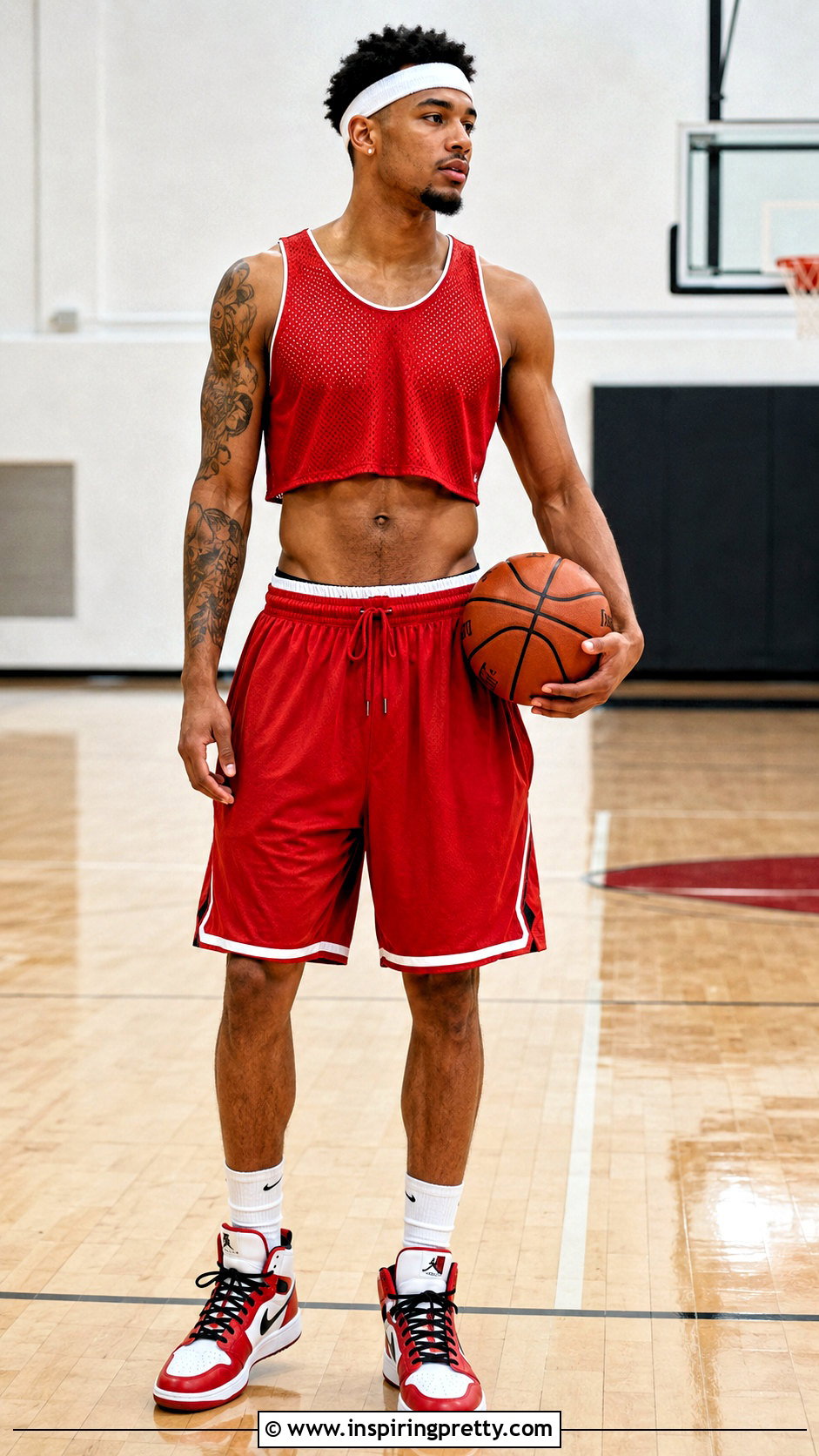 Basketball Crop Jersey With Mesh Shorts - 20 Mens Sports Crop Tops