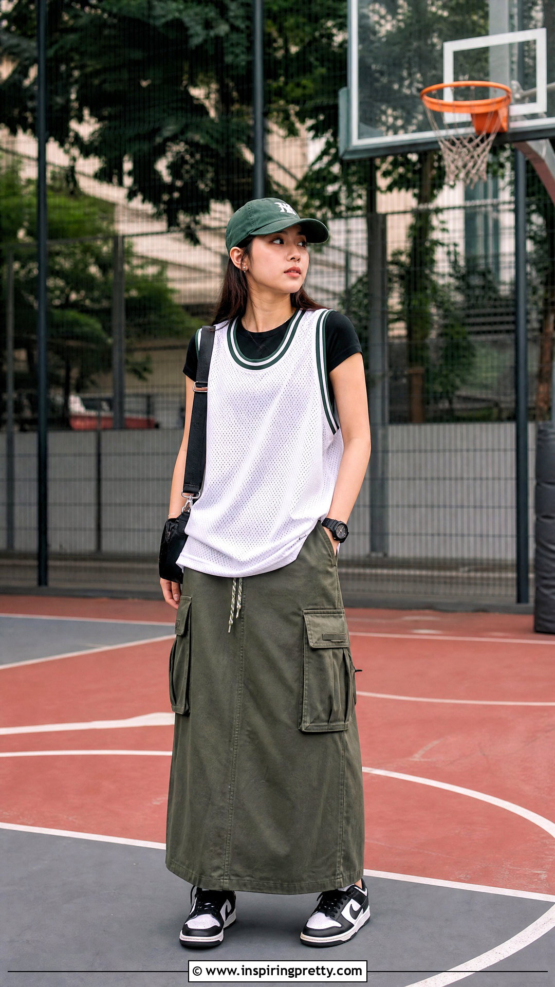 Basketball Jersey And Cargo Skirt Streetwear Outfit - 50 streetwear tops outfit ideas