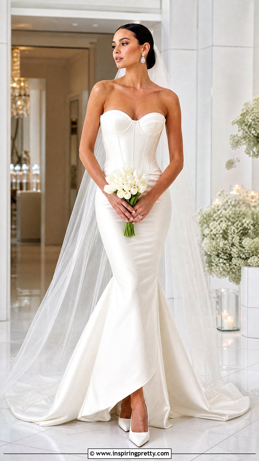Basque Waist Corset Top Mermaid Wedding Dress - 20 corset top mermaid wedding dress outfit ideas