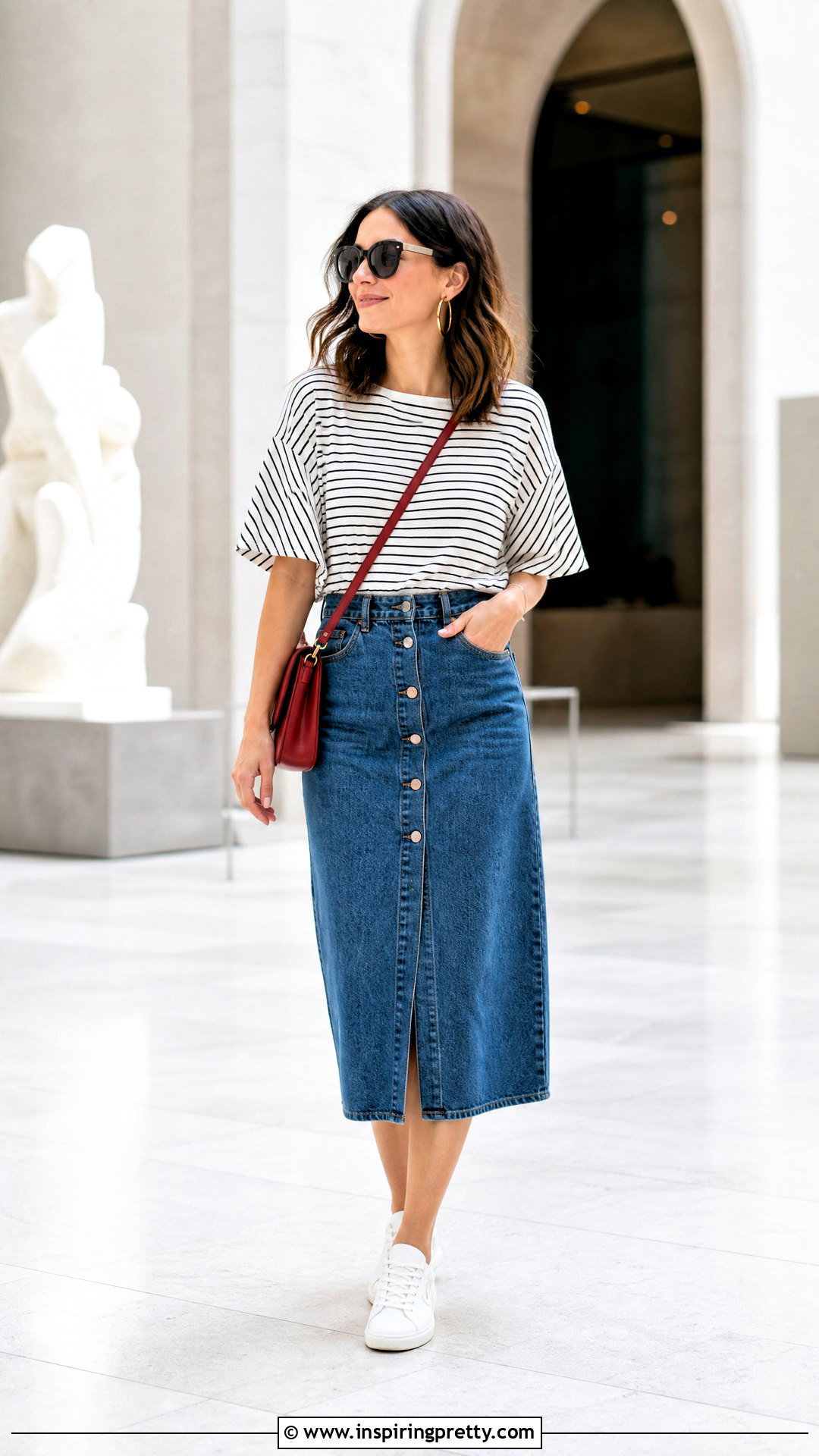 Bat Sleeve Top With Denim Skirt Outfit - 50 bat sleeve top outfit ideas