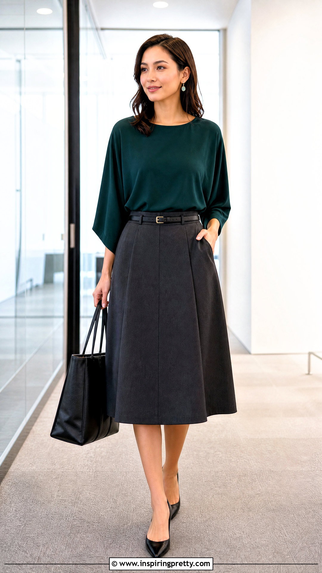 Bat Sleeve Top With Office Skirt Outfit - 50 bat sleeve top outfit ideas