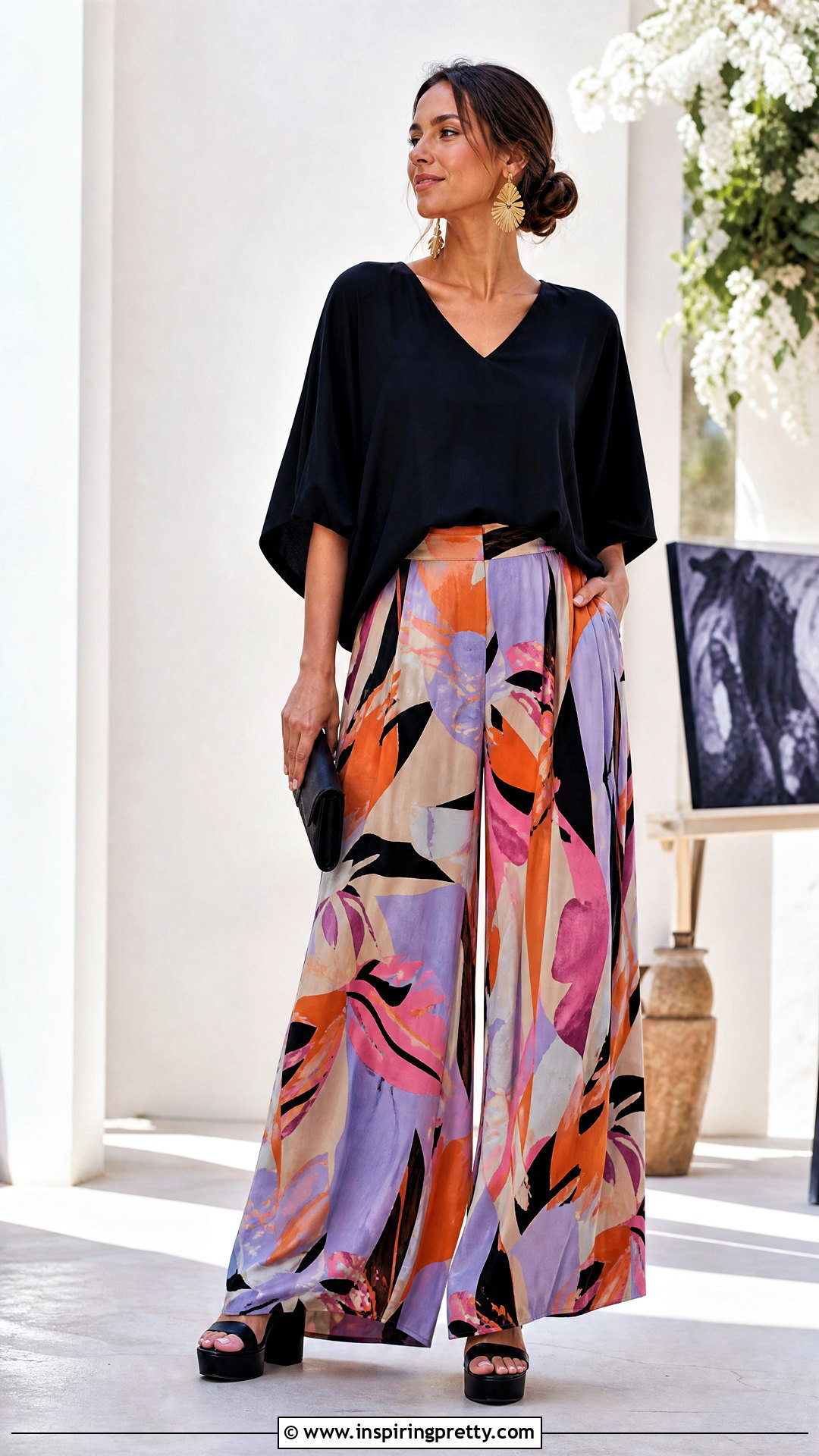 Bat Sleeve Top With Palazzo Pants Outfit - 50 bat sleeve top outfit ideas