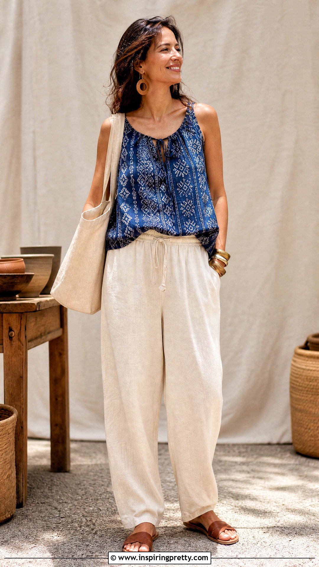 Batik Hippie Summer Top With Cotton Pants - 25 hippie summer tops outfit ideas