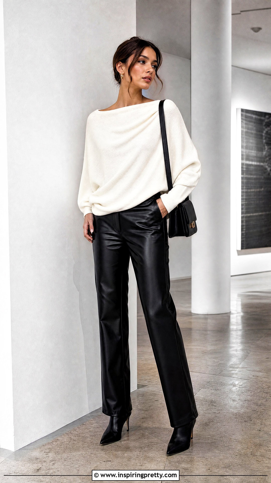 Batwing Top With Faux Leather Pants Outfit - 20 Batwing Top Outfit Inspirations