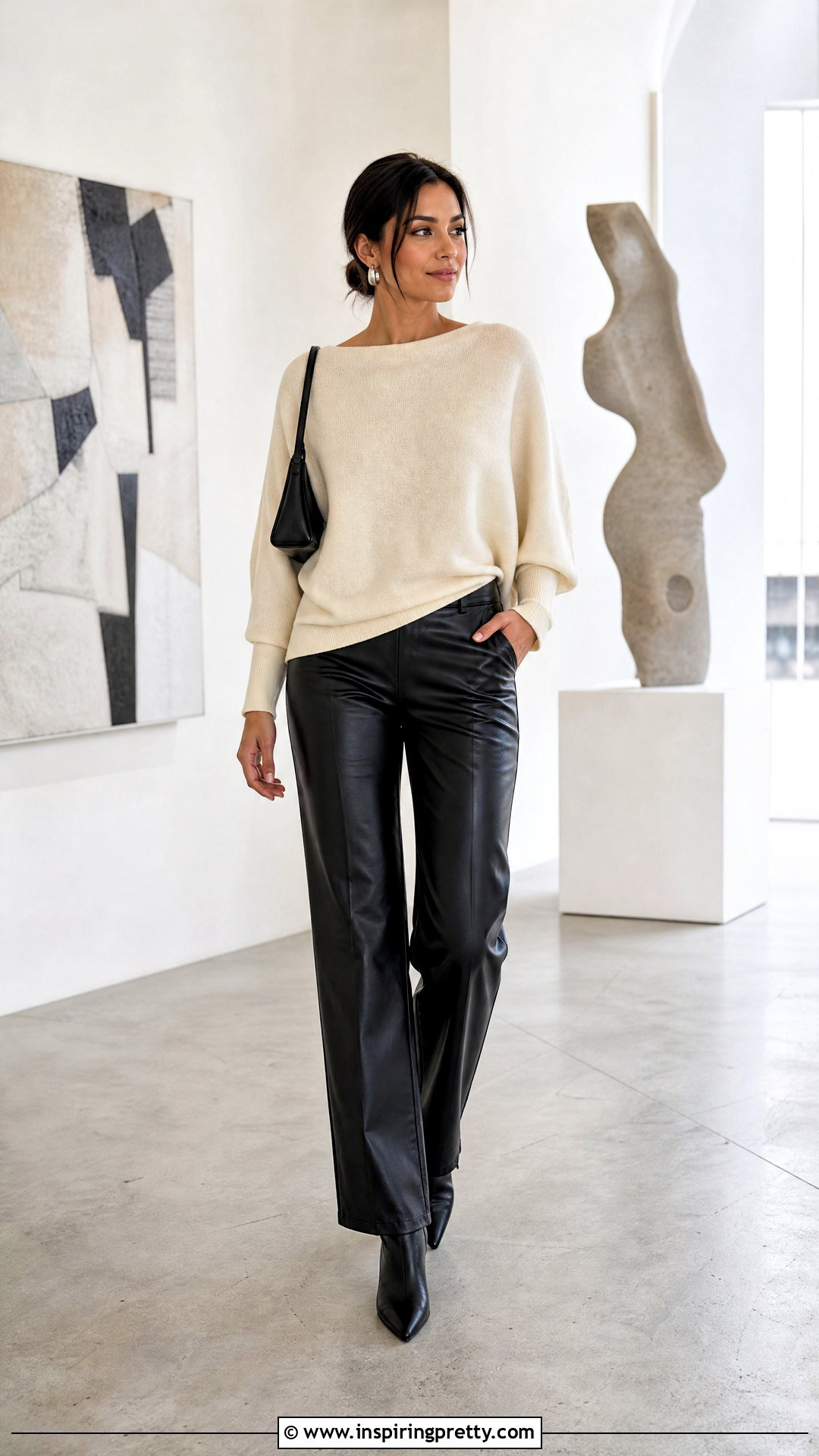 Batwing Top With Leather Pants - 50 batwing top outfit ideas