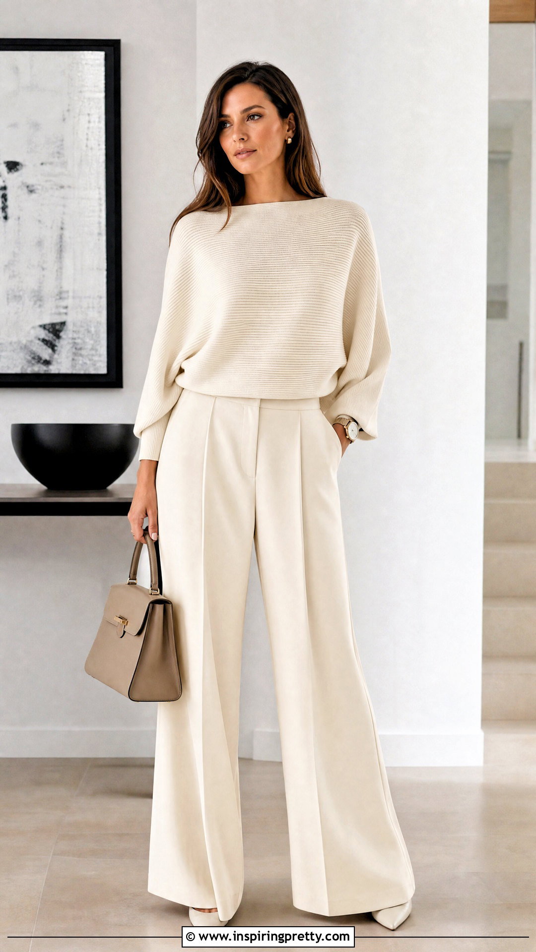 Batwing Top With Monochrome Trousers Outfit - 20 Batwing Top Outfit Inspirations