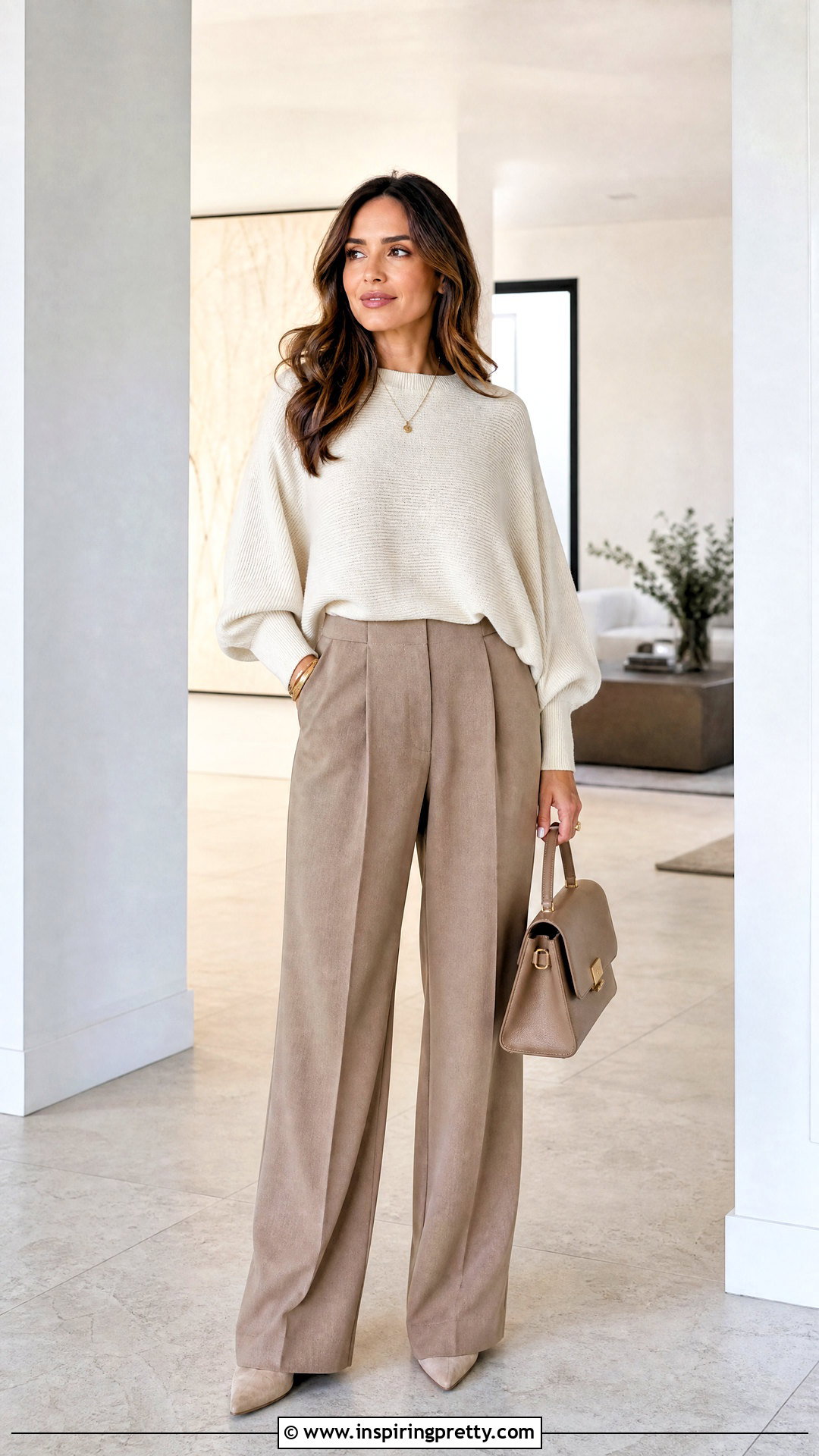Batwing Top With Neutral Tonal Outfit - 50 batwing top outfit ideas