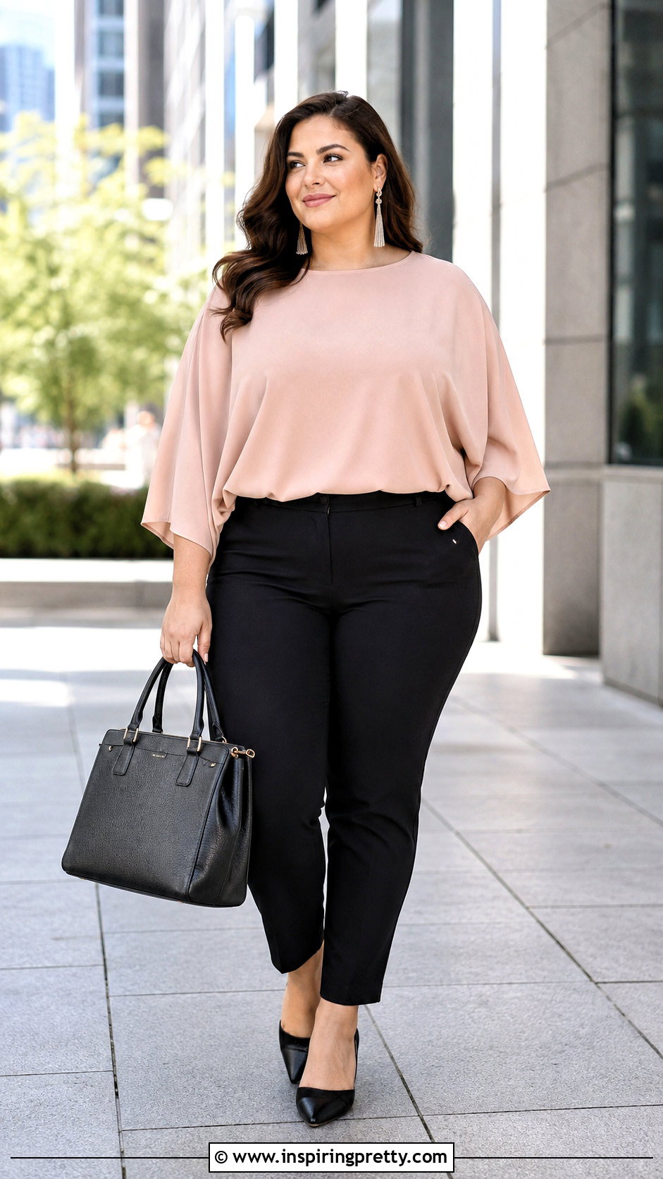 Batwing Top With Slim Trousers - 50 pretty tops outfit ideas