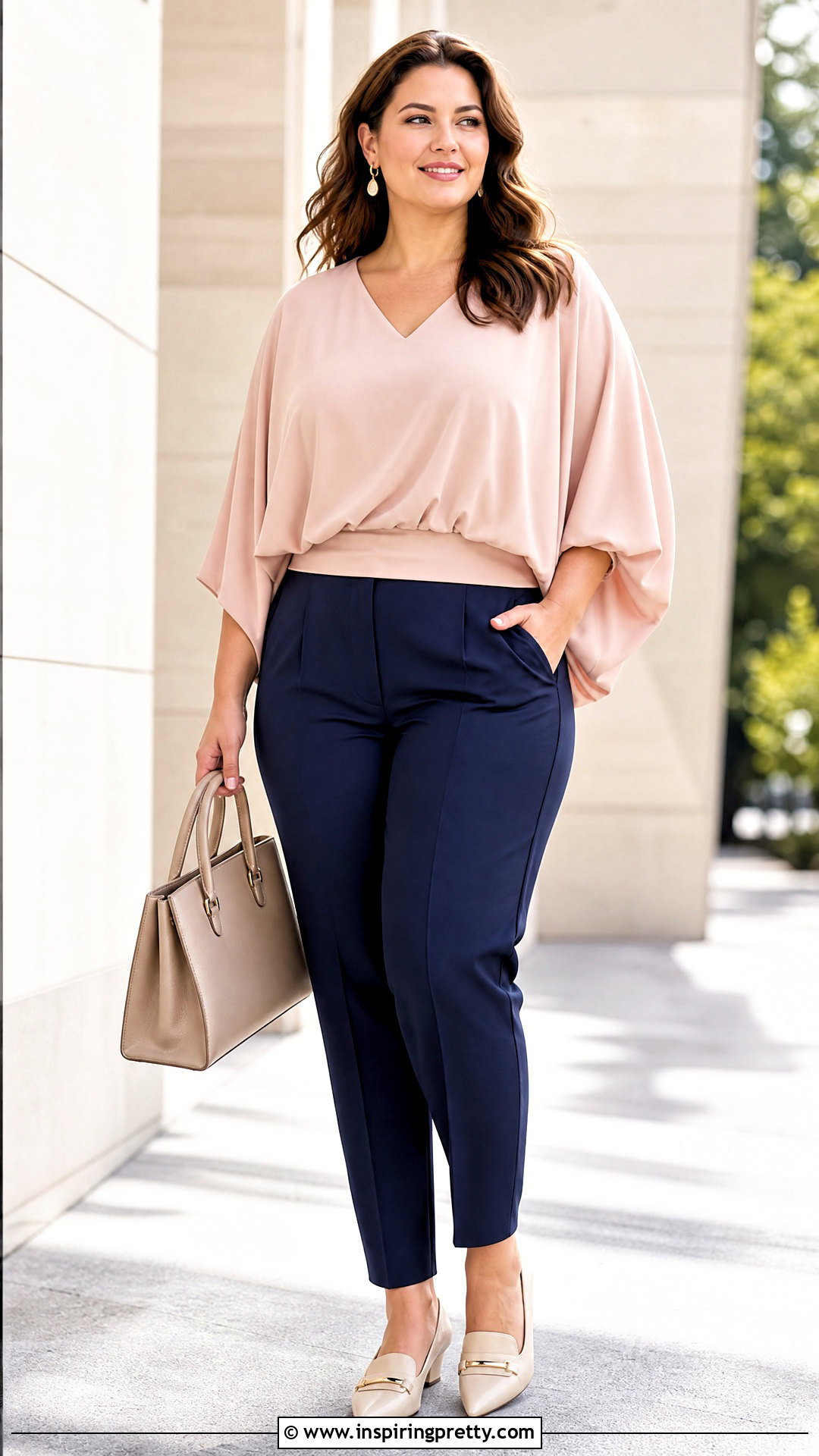 Batwing Top With Tapered Pants - 50 types of tops outfit ideas