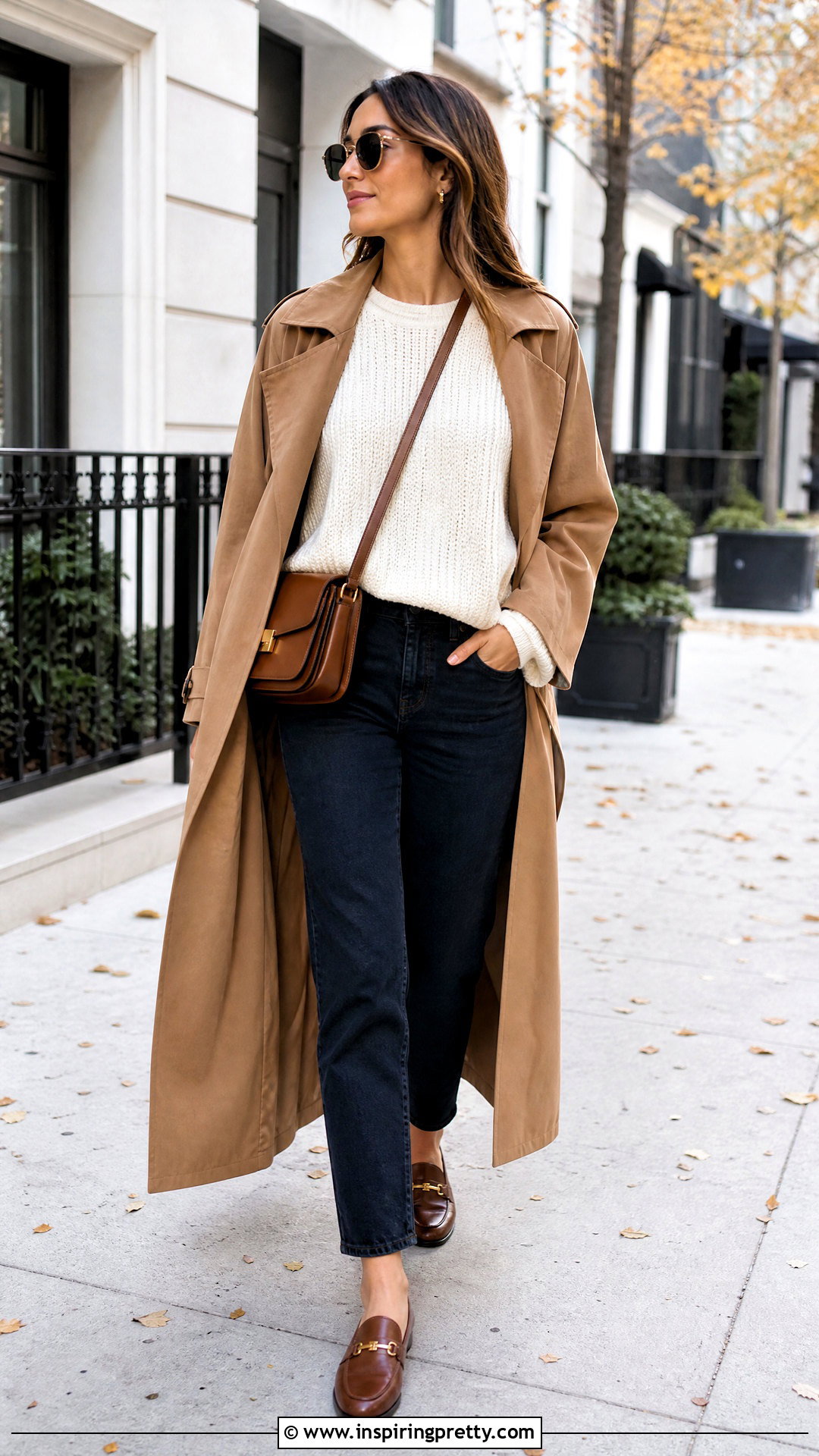 Batwing Top With Trench Coat And Jeans - 50 batwing top outfit ideas
