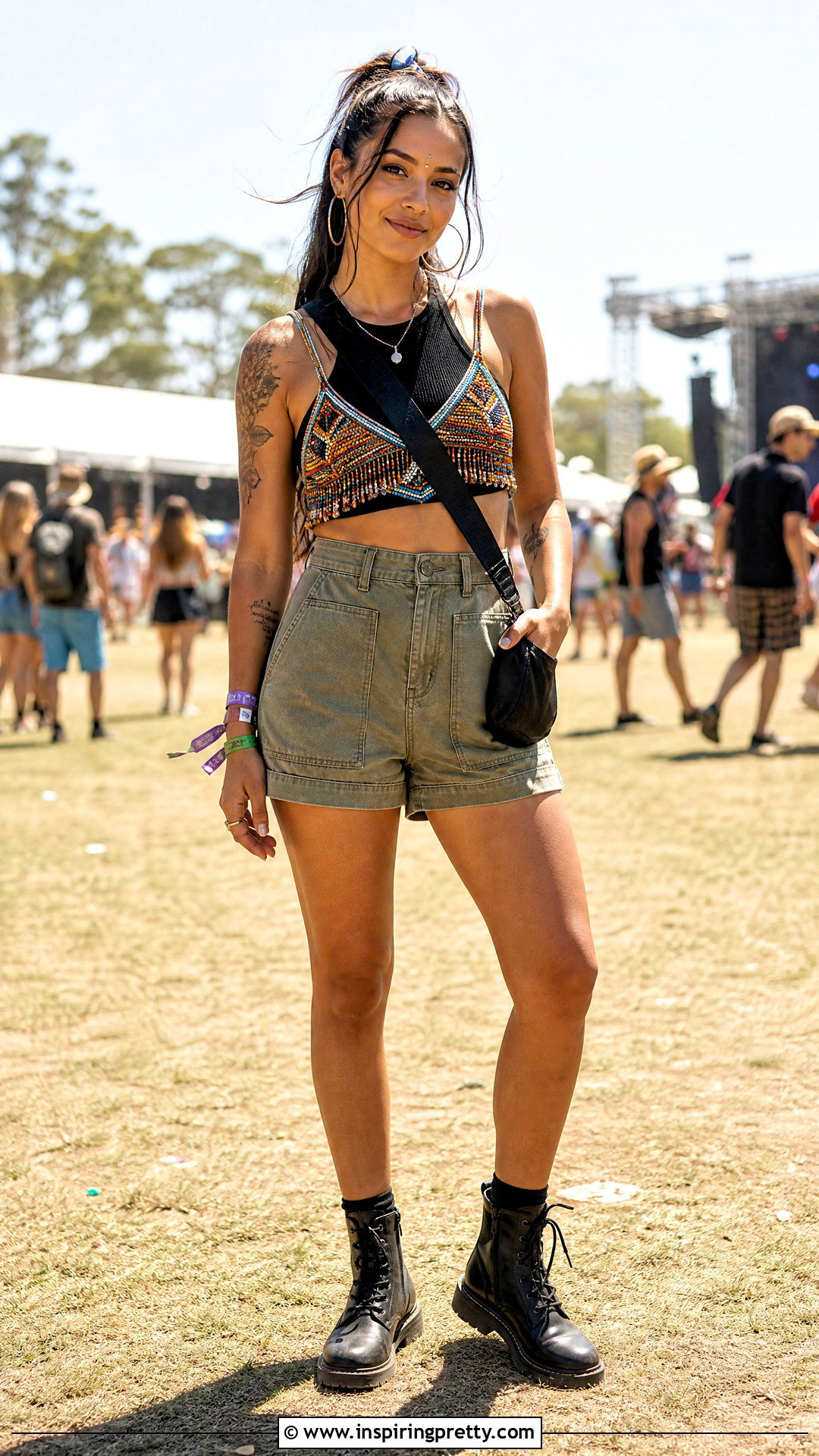 Beaded Bralette Top With Utility Shorts - 20 Trendy Tops For Festivals