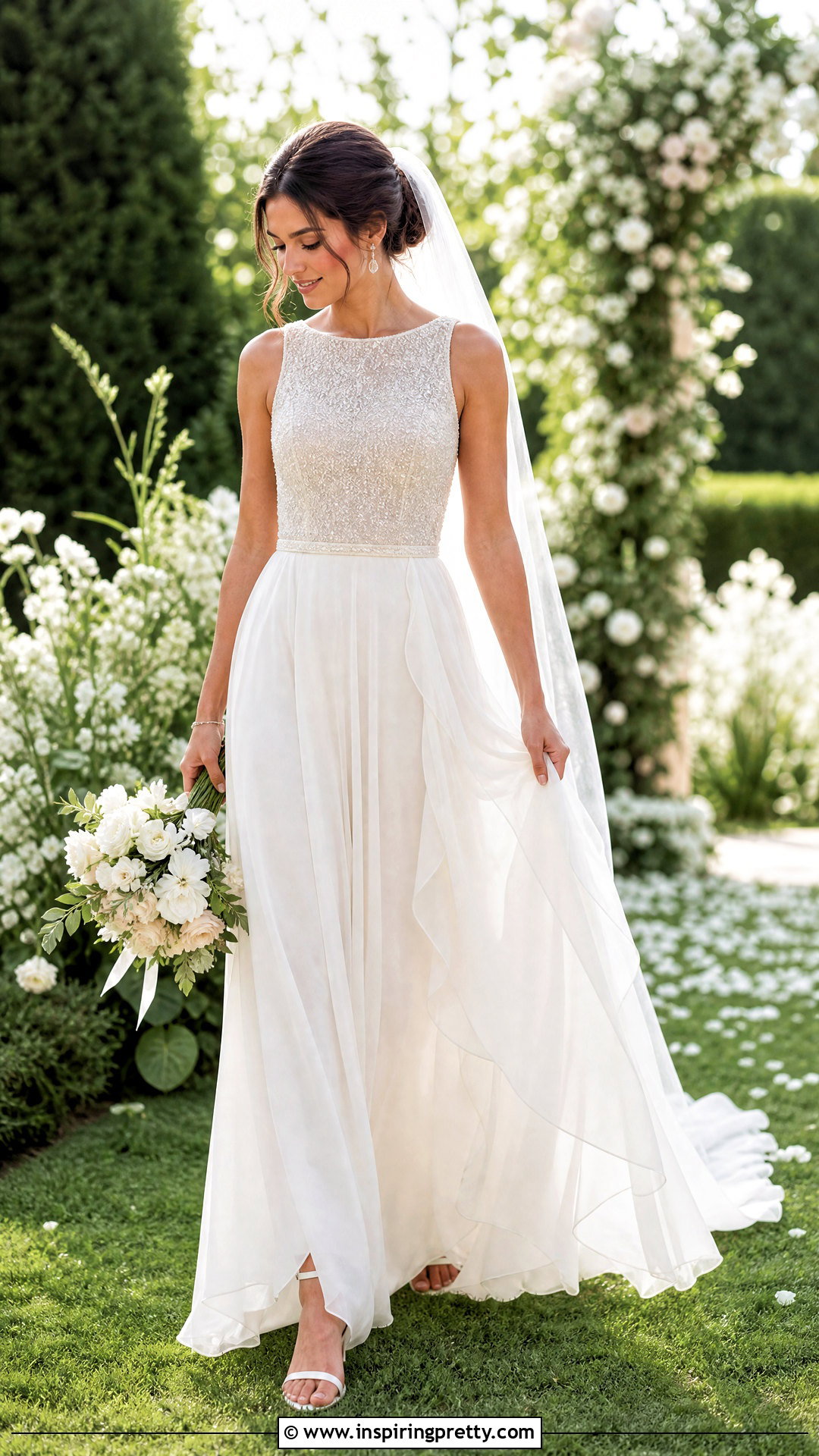 Beaded Bridal Top With Chiffon Skirt - 20 bridal tops separates