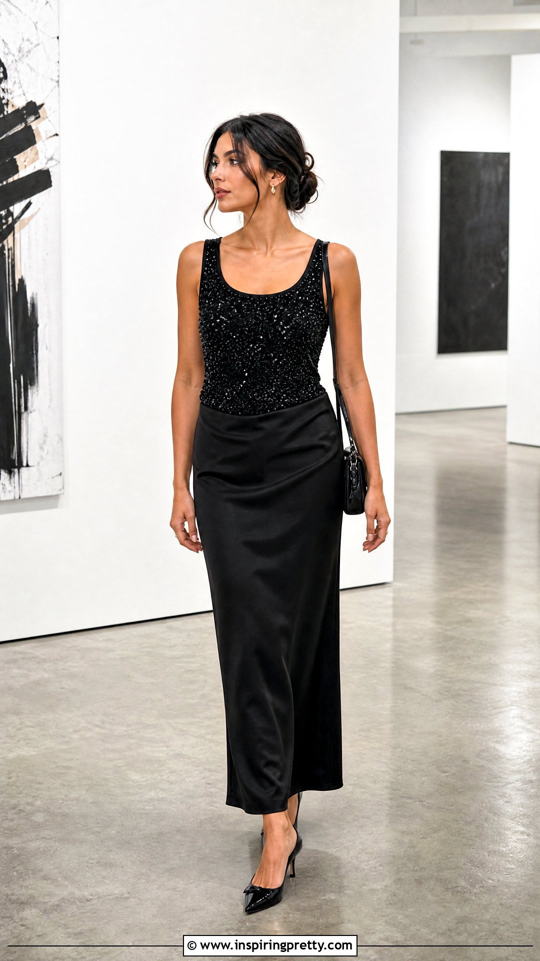 Beaded Tank Top With Column Skirt - 50 beaded tank top outfit ideas