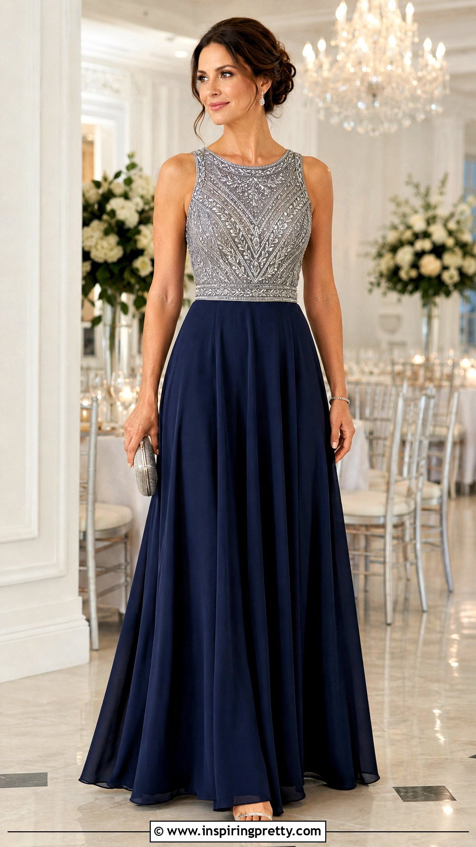 Beaded Top With Floor Length Skirt - 50 fancy top designs for women