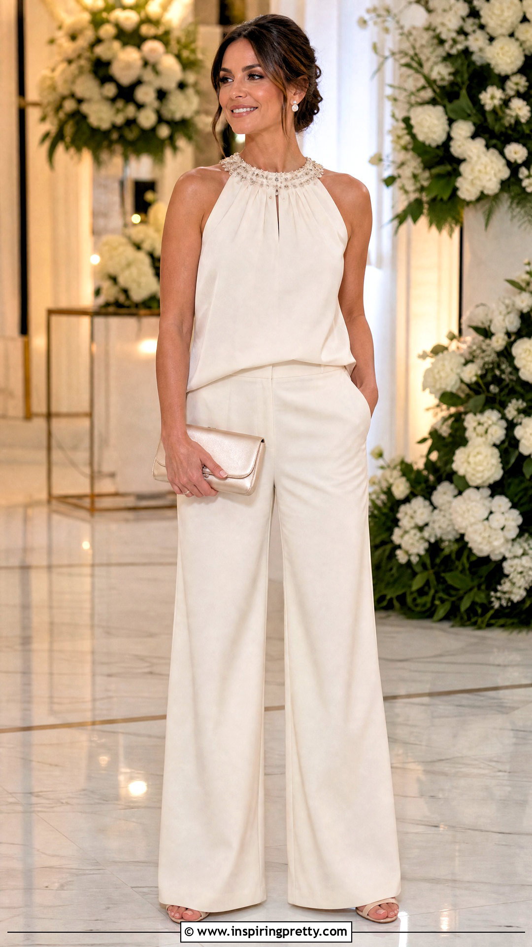 Beaded Top With Wide Leg Trousers - 50 elegant tops for women