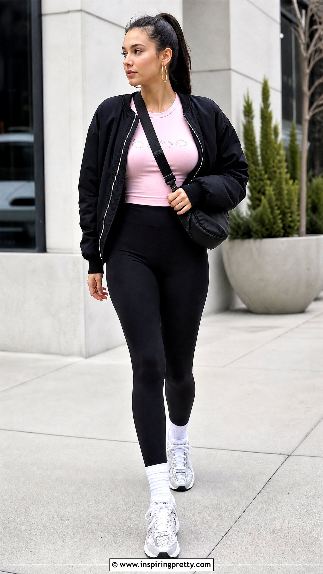 Bebe Logo Top With Leggings And Bomber Jacket - 20 bebe logo tops outfit ideas