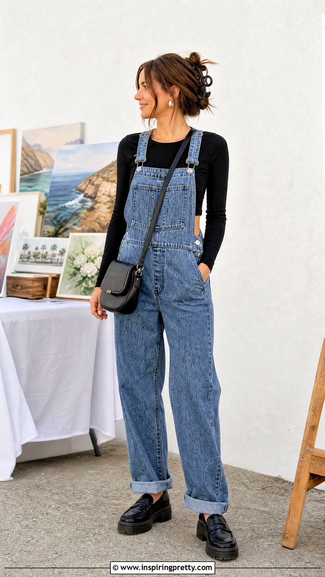 Becca Long Sleeve Crop Top With Denim Overalls - 20 Becca Long Sleeve Crop Top outfit ideas
