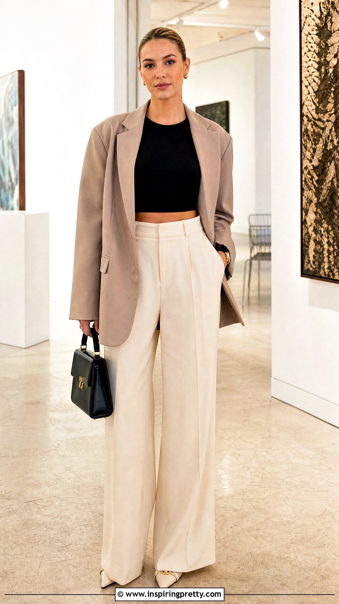 Becca Long Sleeve Crop Top With Wide Leg Trousers - 20 Becca Long Sleeve Crop Top outfit ideas