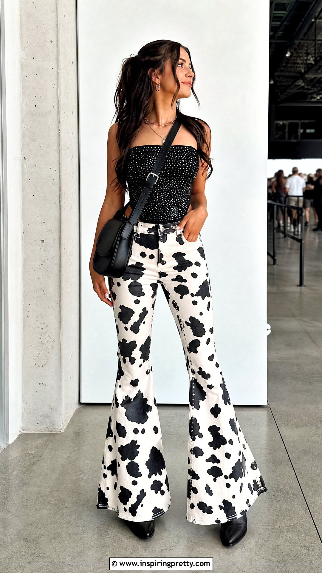 Bedazzled Top With Cow Print Pants - 50 bedazzled top outfit ideas