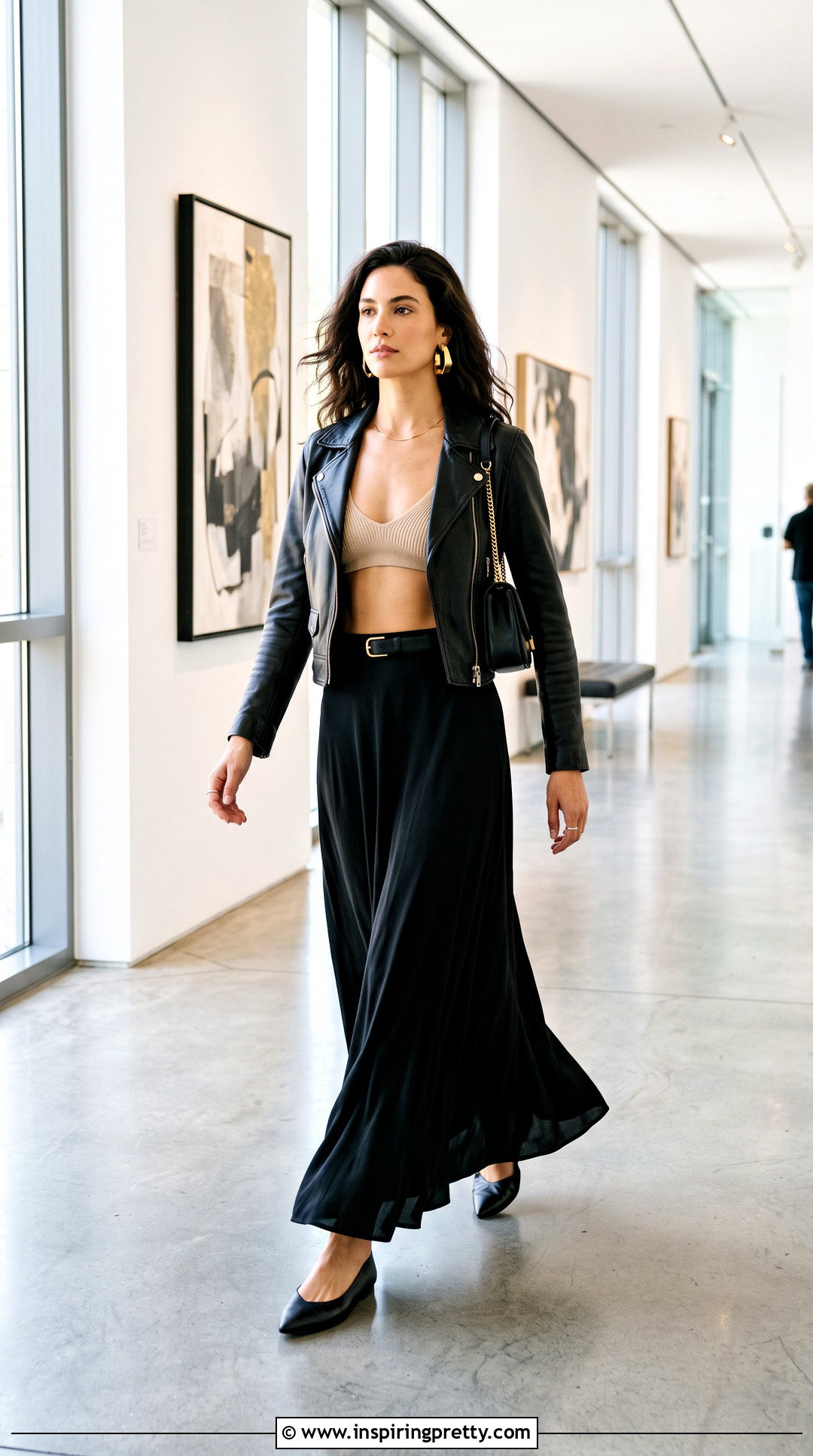 Beige Bra Top With Black Maxi Skirt - 25 beige bra top outfit ideas
