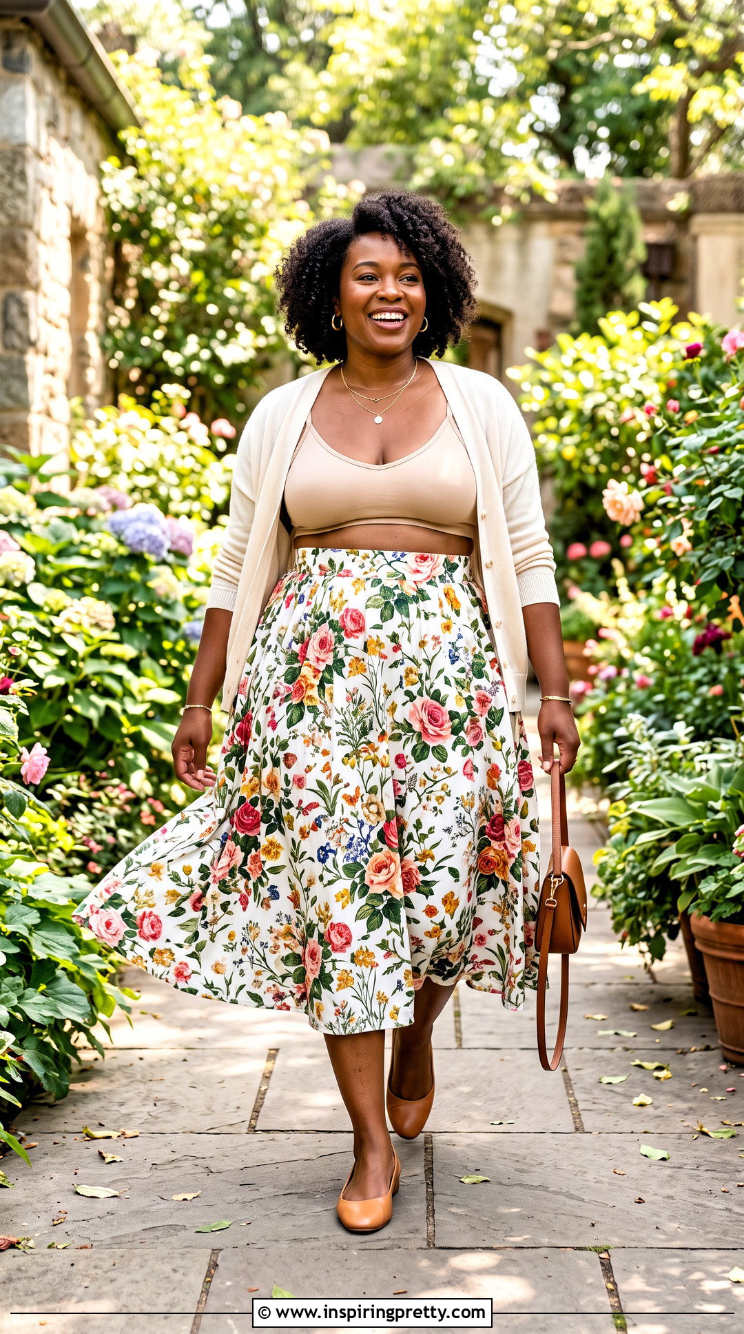 Beige Bra Top With Printed Midi Skirt - 25 beige bra top outfit ideas