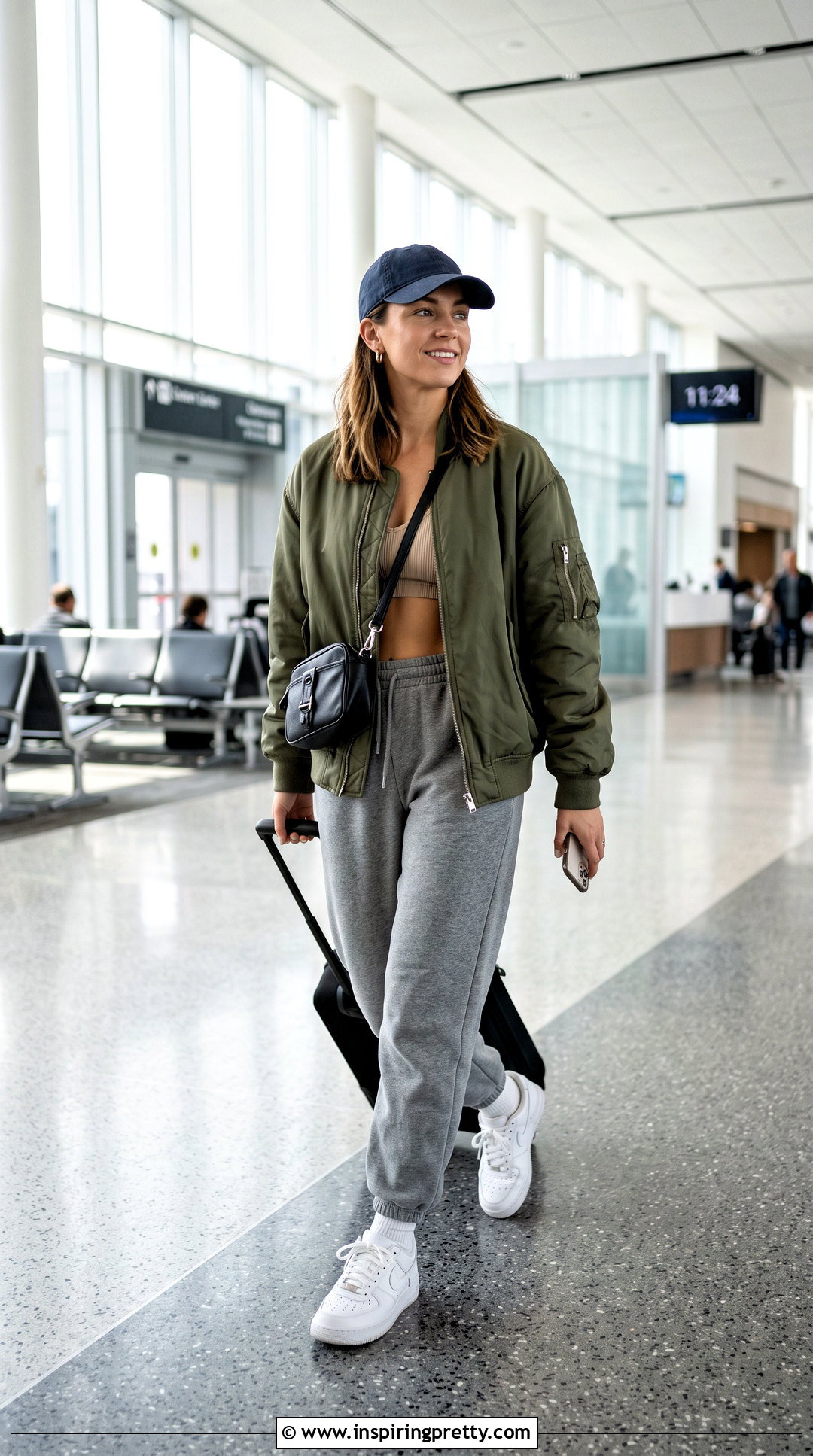 Beige Bra Top With Sweatpants And Bomber Jacket - 25 beige bra top outfit ideas