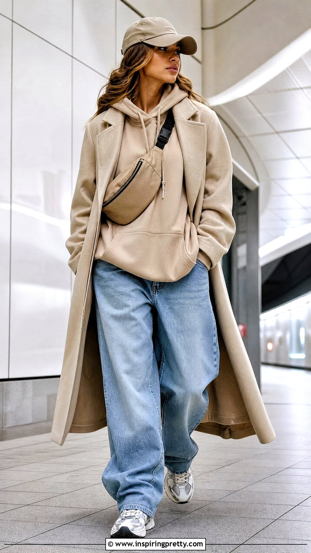 Beige Hoodie With Baggy Jeans - 50 beige top and jeans outfit ideas