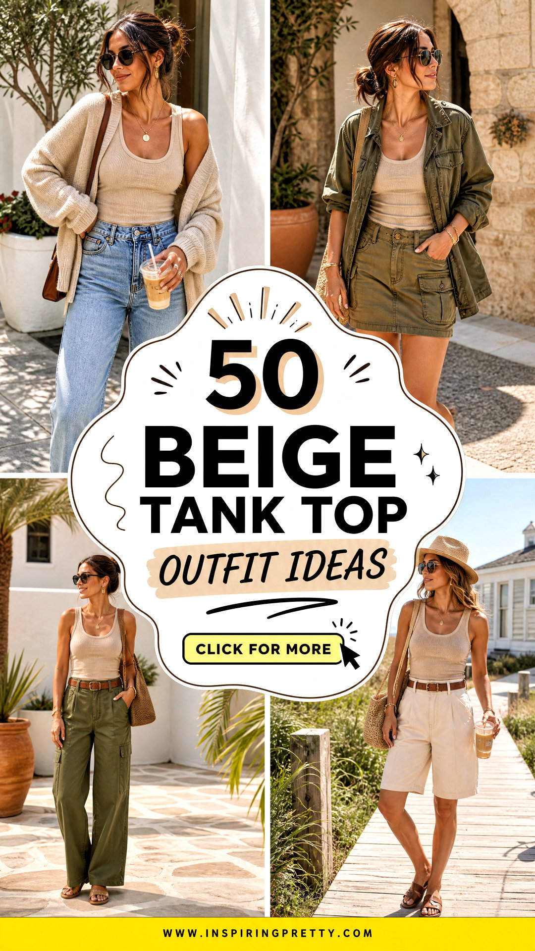 50 Beige Tank Top Outfit Ideas for Effortless Summer Style - 50 Beige Tank Top Outfit Ideas for Effortless Summer Style