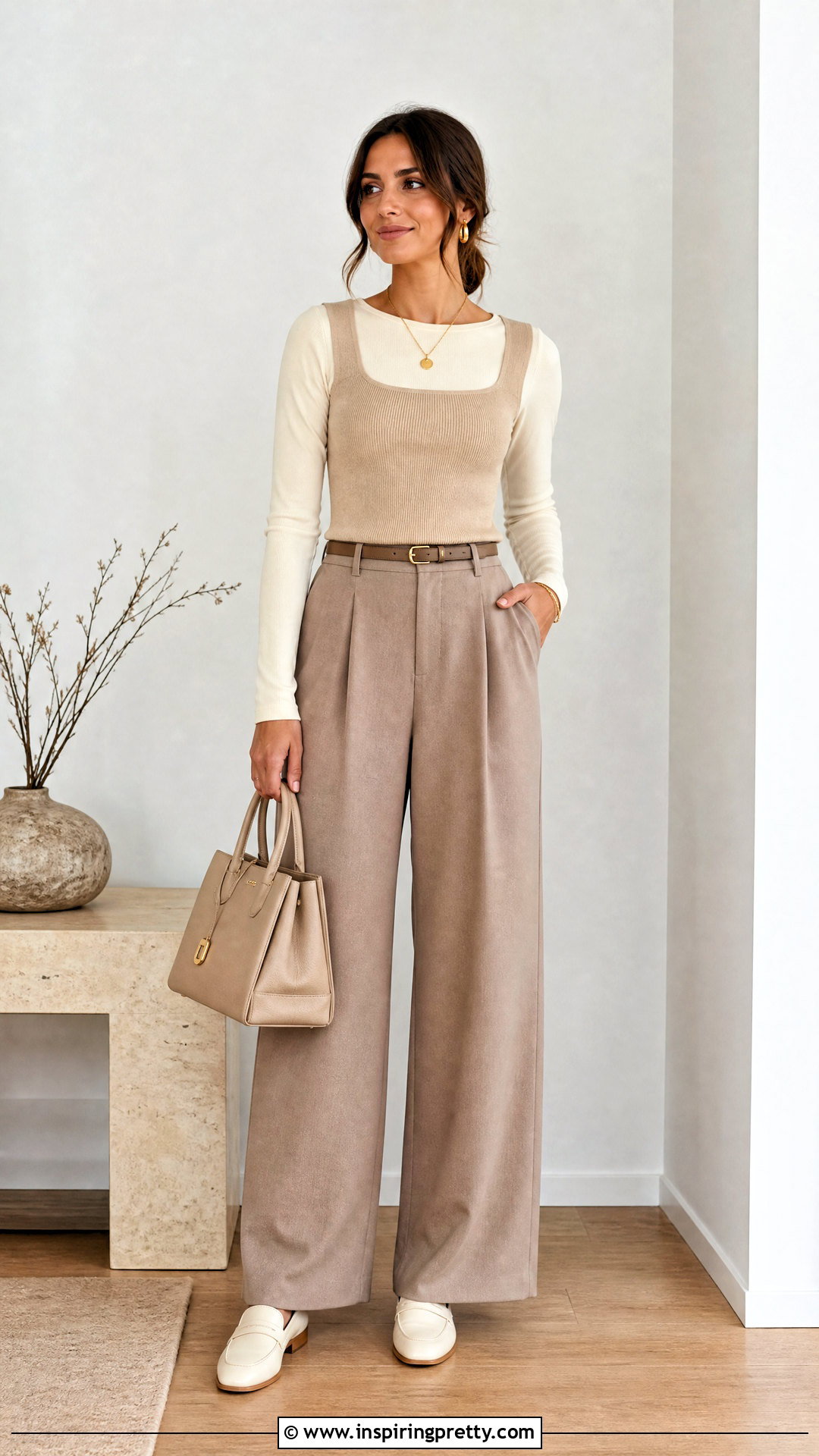 Beige Tank Top Over Cream Shirt Outfit - 50 tank top over shirt outfit ideas